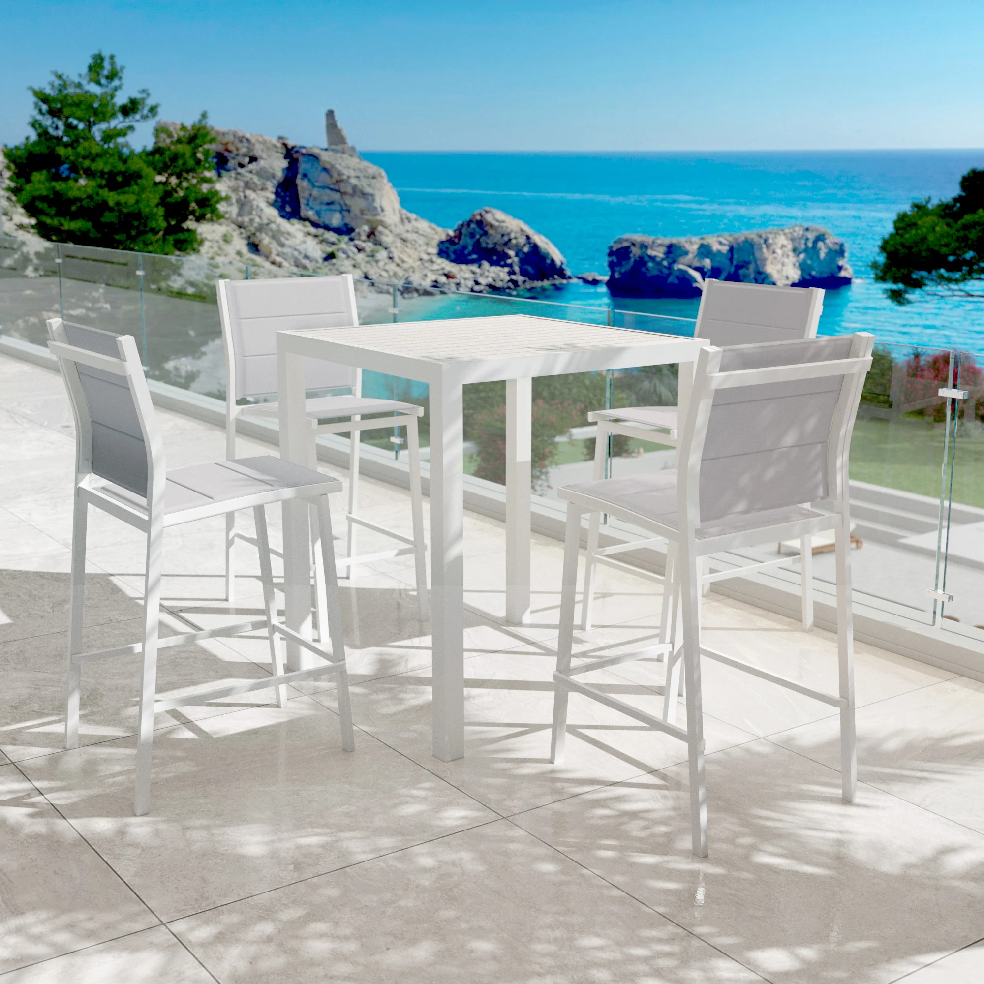 Table Haute carrée 4 places Aluminium Murano (90 X 90 cm) - Image 4