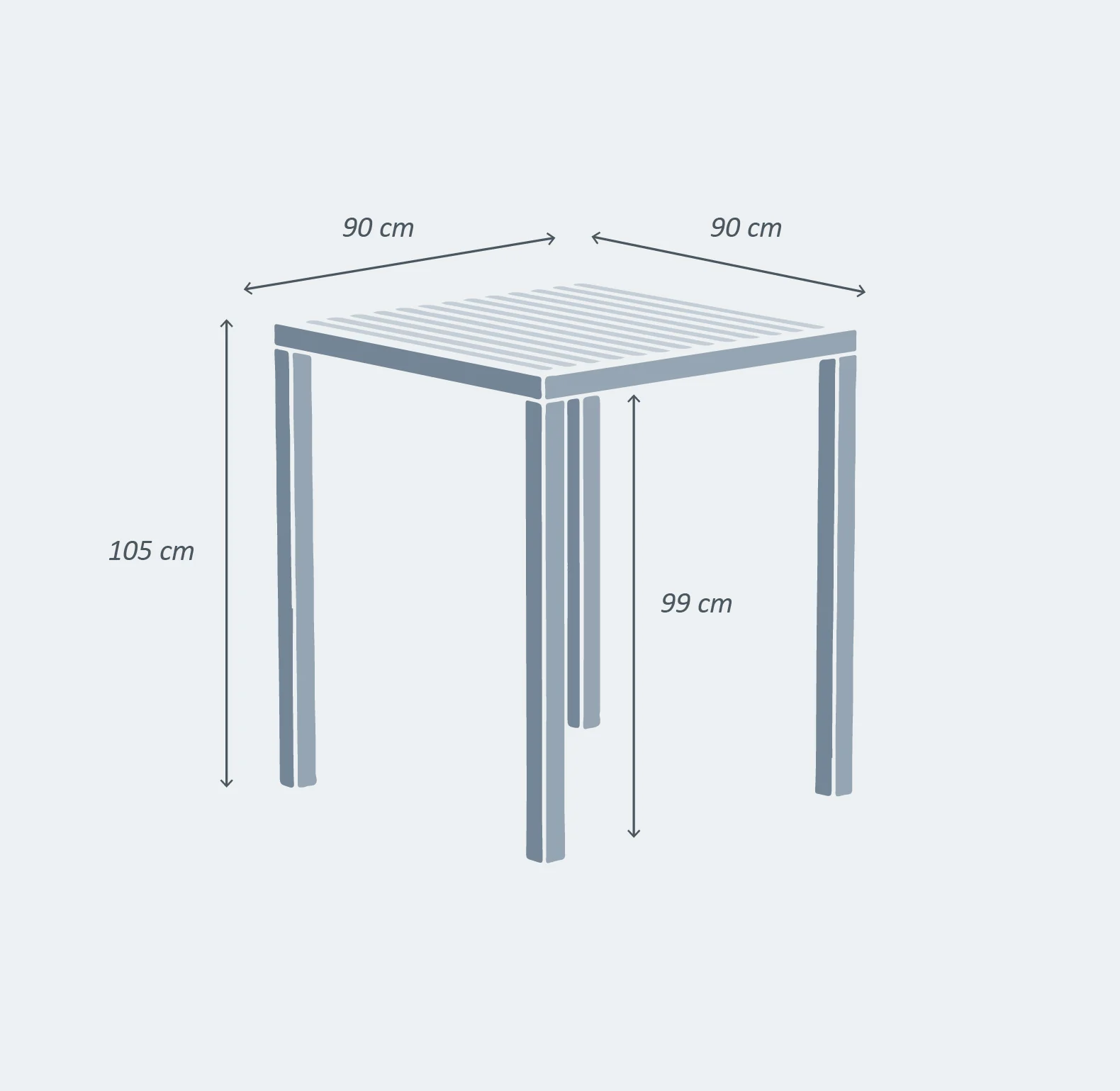 Table Haute carrée 4 places Aluminium Murano (90 X 90 cm) - Image 6