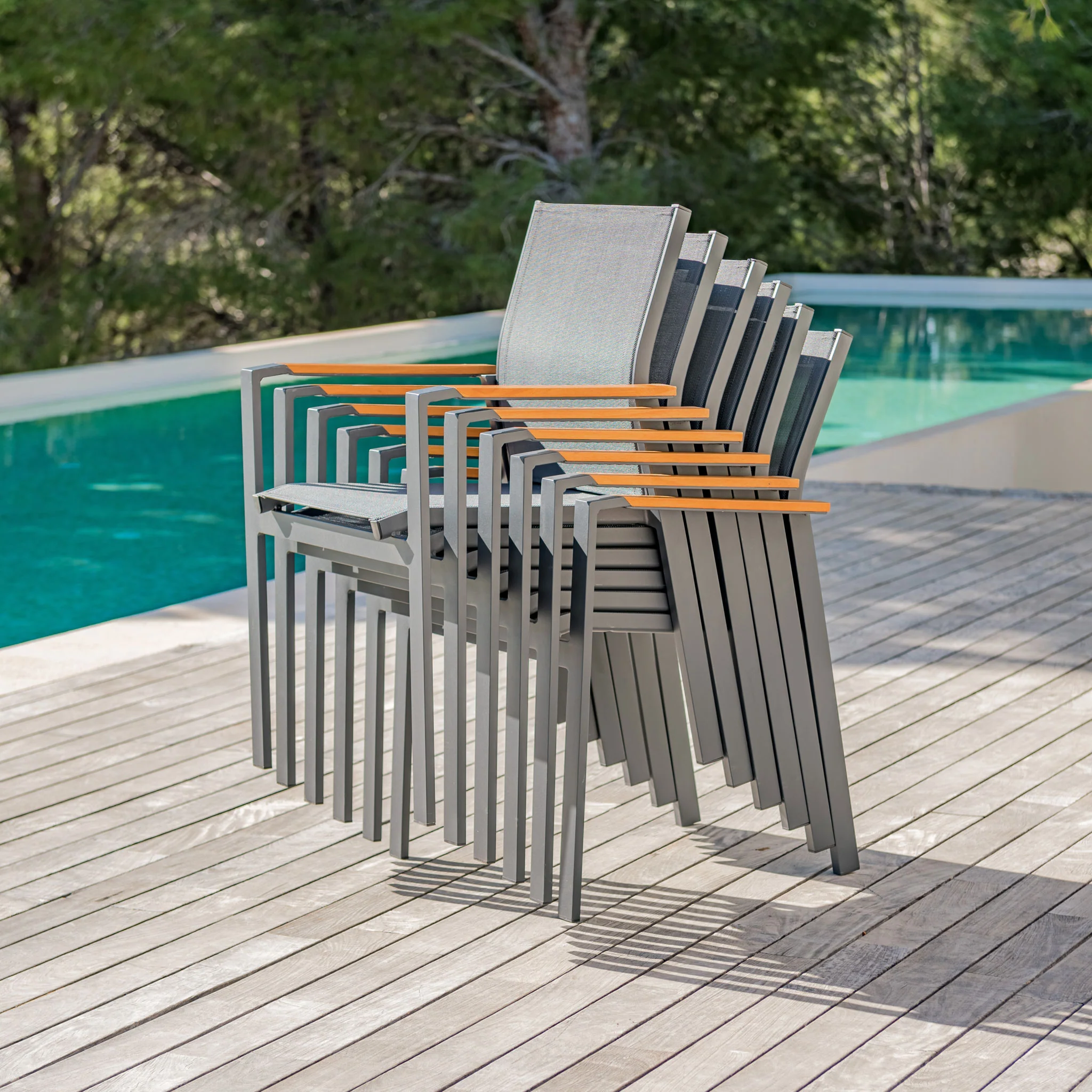 Fauteuil de jardin aluminium/bois Bali - Image 3