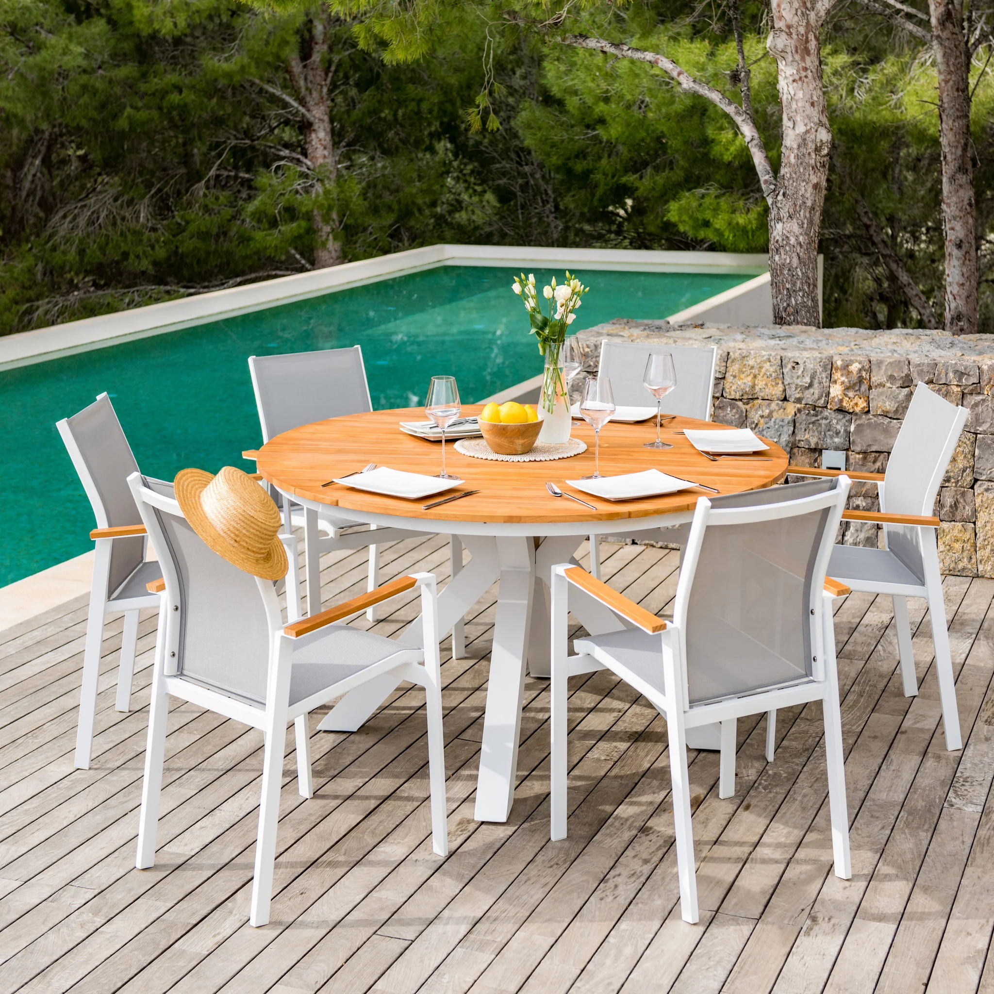 Fauteuil de jardin aluminium/bois Bali - Image 9