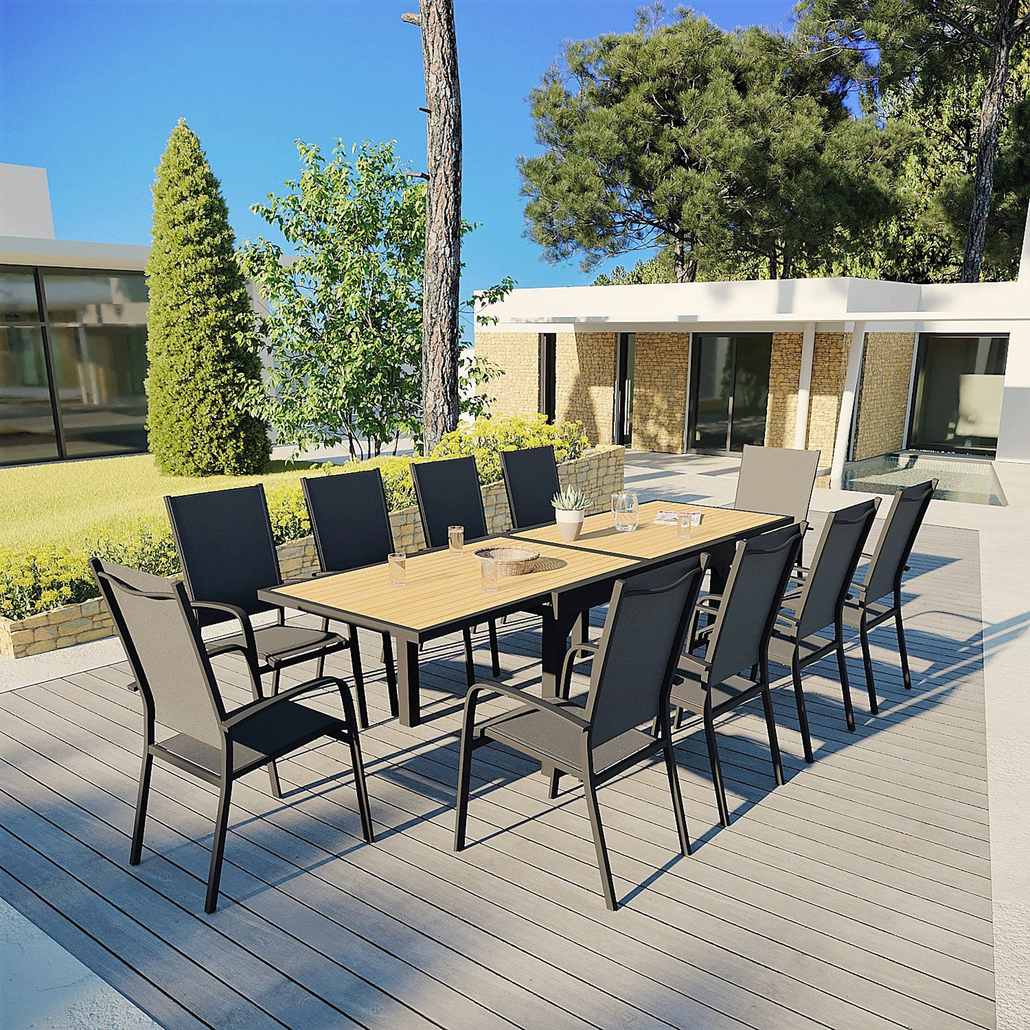 Fauteuil de jardin haut alu empilable Murano - Image 3