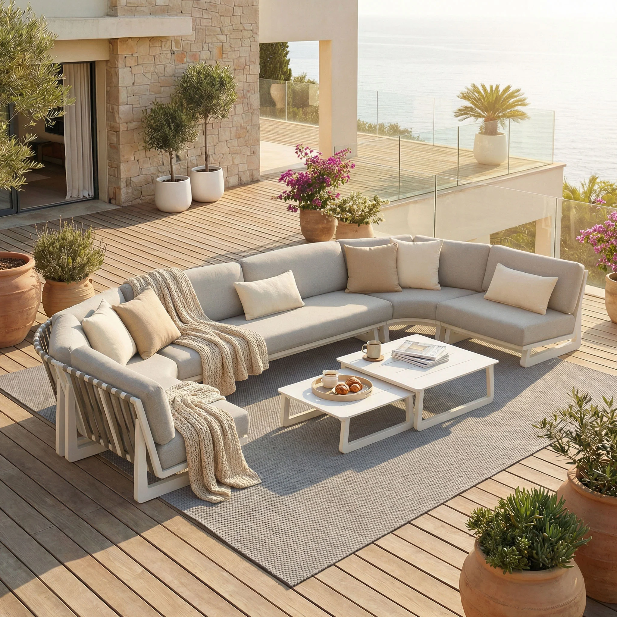 Salon de jardin d'angle Long Beach - 7 places