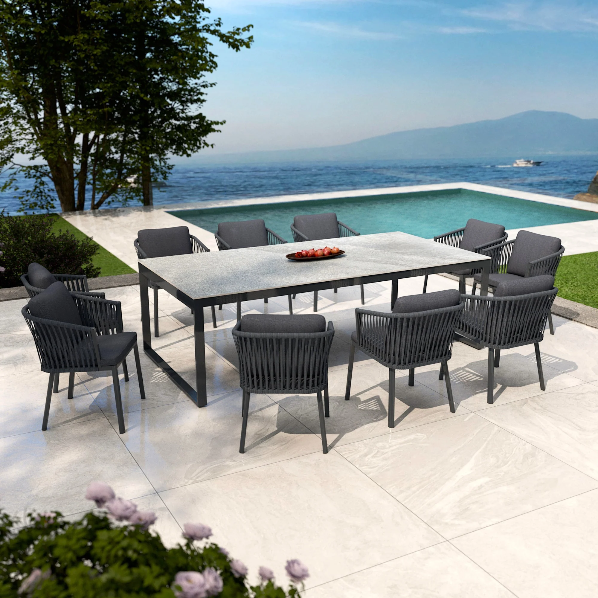 Table de jardin 10 places Aluminium/Céramique Kore (240 x 120 cm) - Image 4