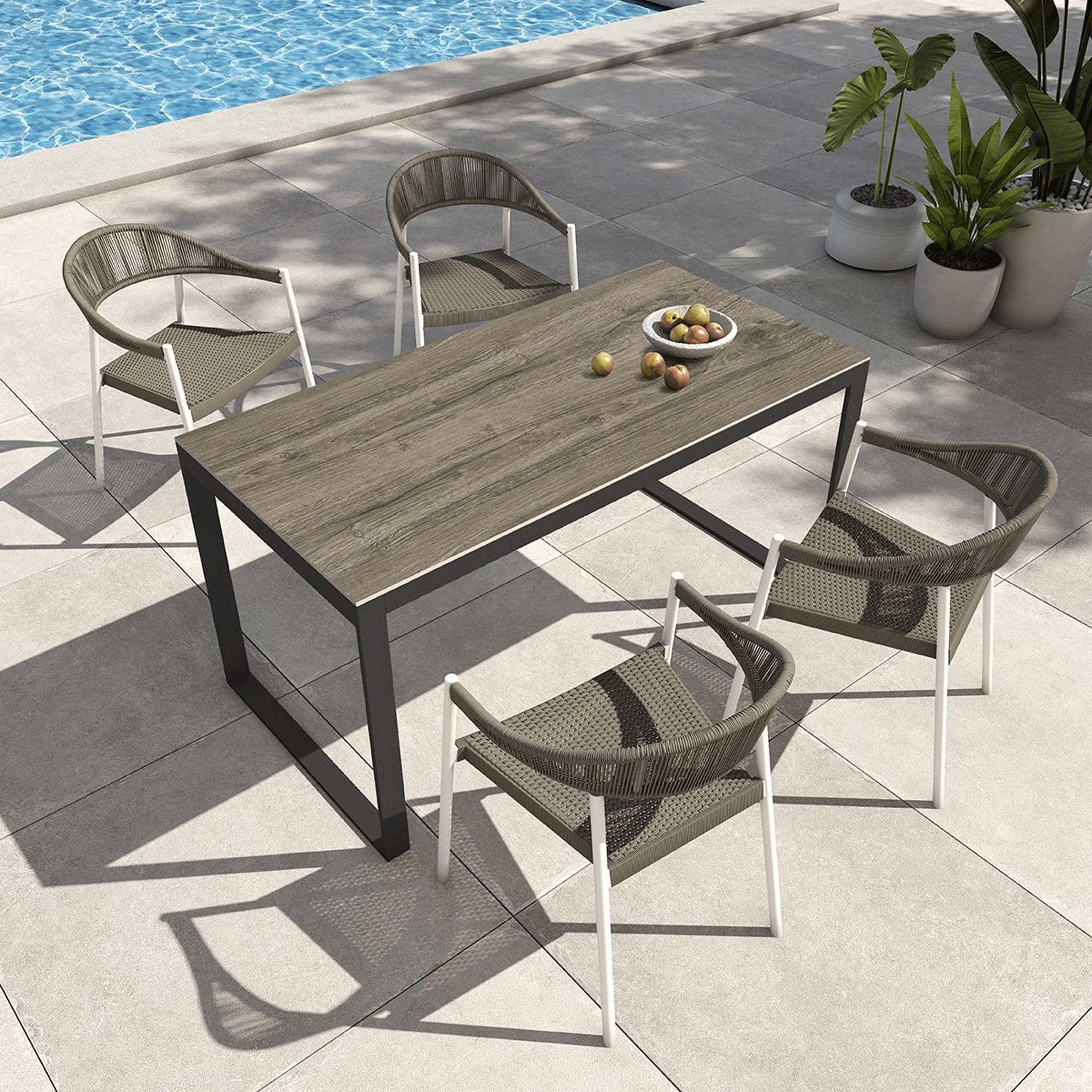 Table de jardin 6 places Aluminium/Céramique Kore (150 x 72 cm) - Image 10
