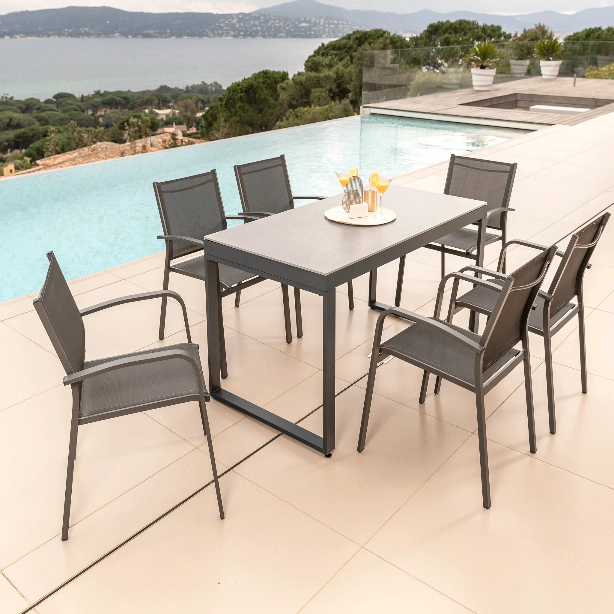 Table de jardin 6 places Aluminium/Céramique Kore (150 x 72 cm) - Image 6