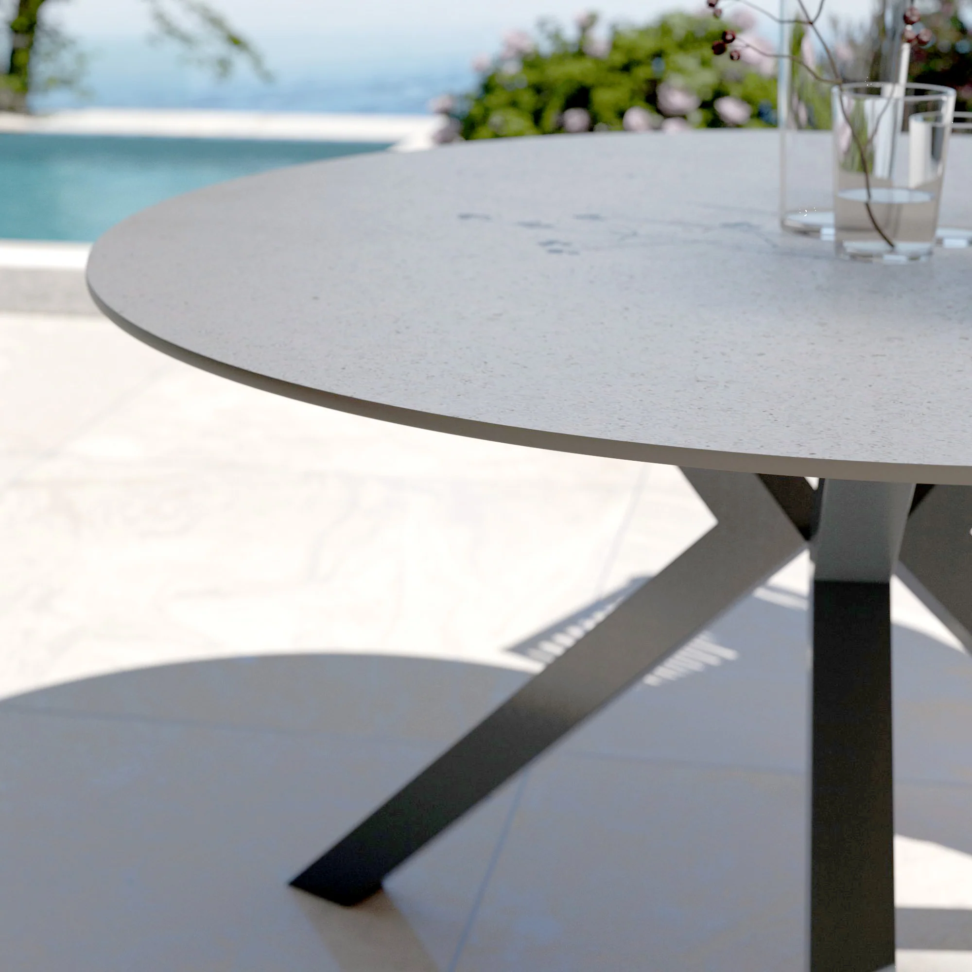 Table de jardin ronde 6 places Aluminium/Céramique Kore - Dia 120 cm - Image 5