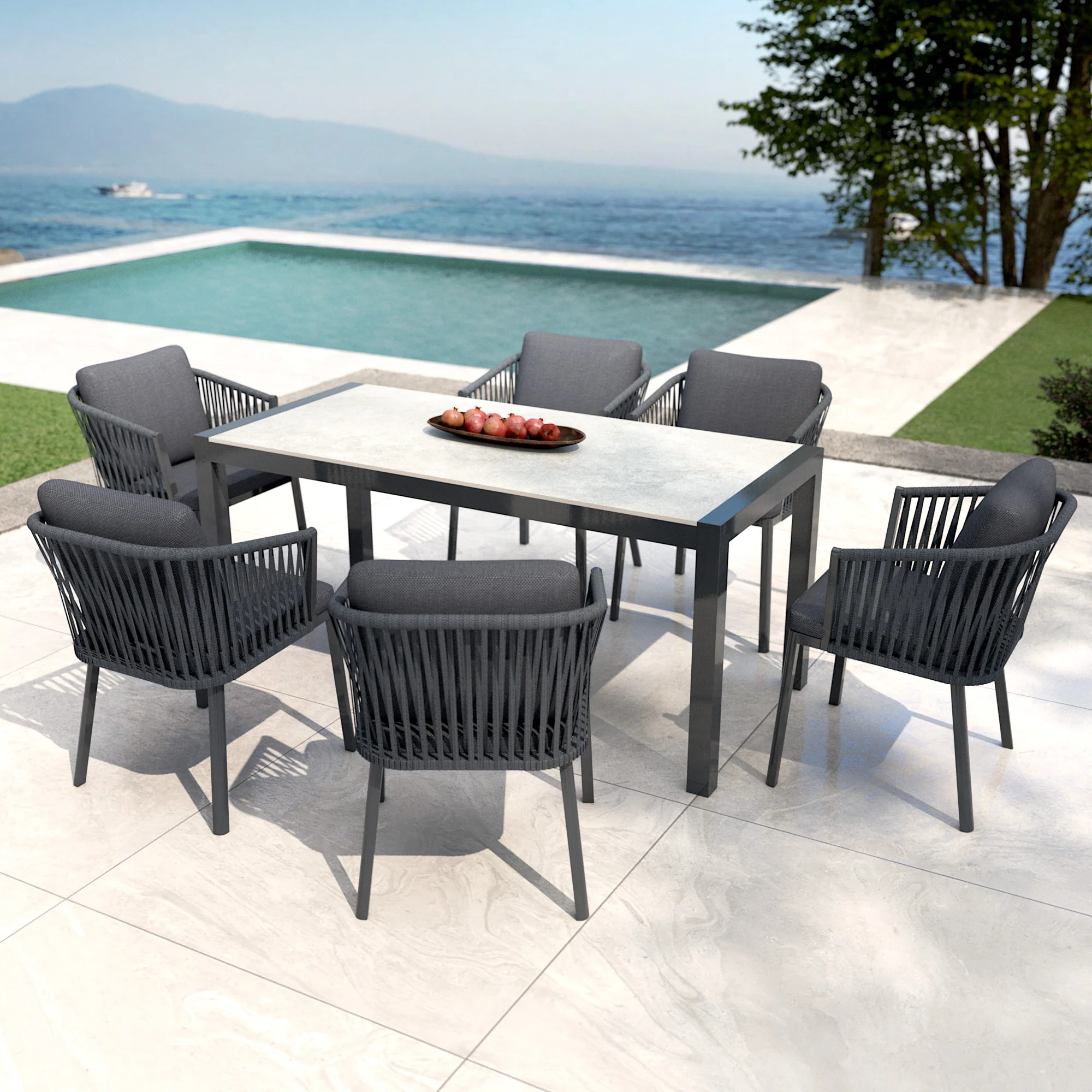 Table de jardin 6 places Aluminium/Céramique Modena (150 x 75 cm) - Image 5