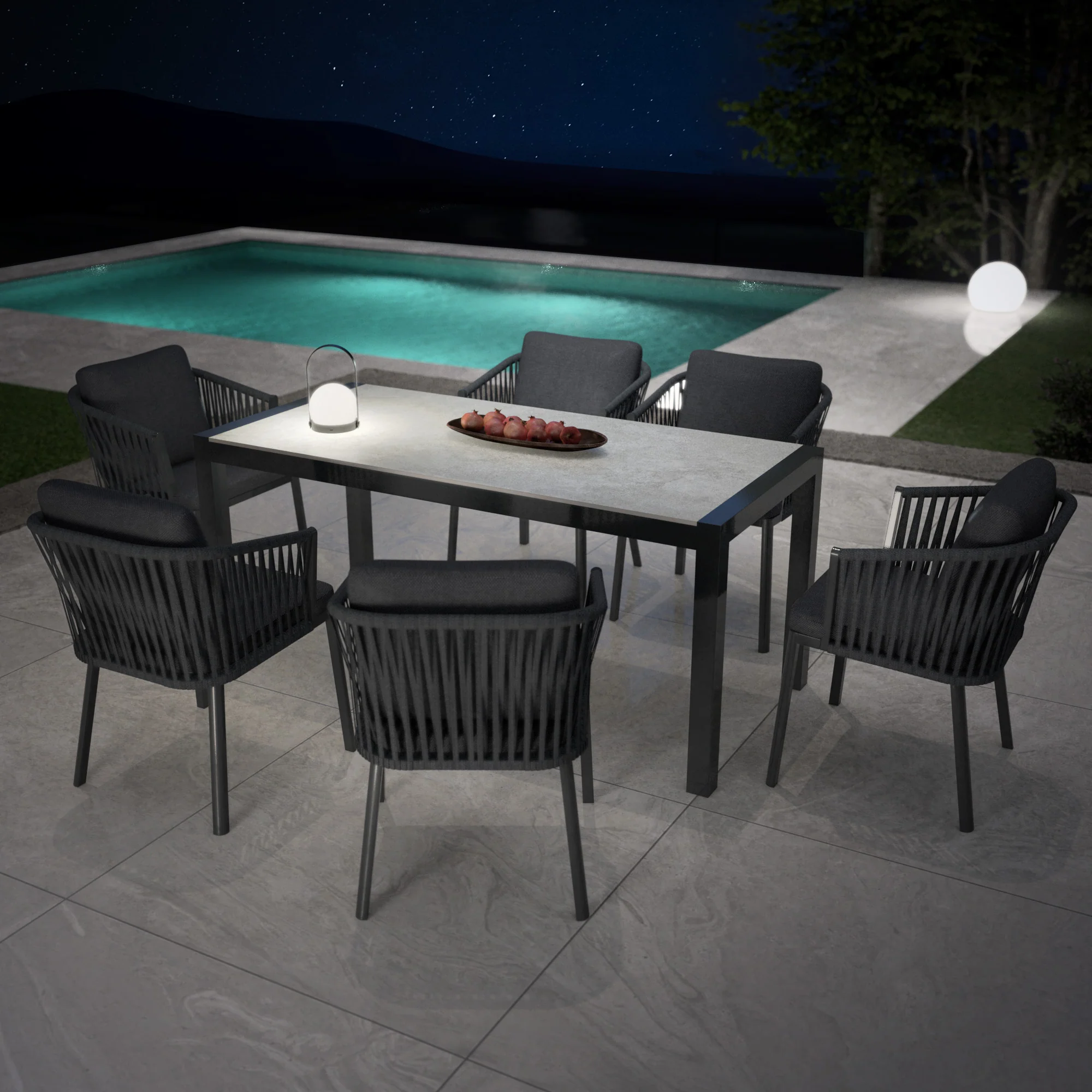 Table de jardin 6 places Aluminium/Céramique Modena (150 x 75 cm) - Image 6