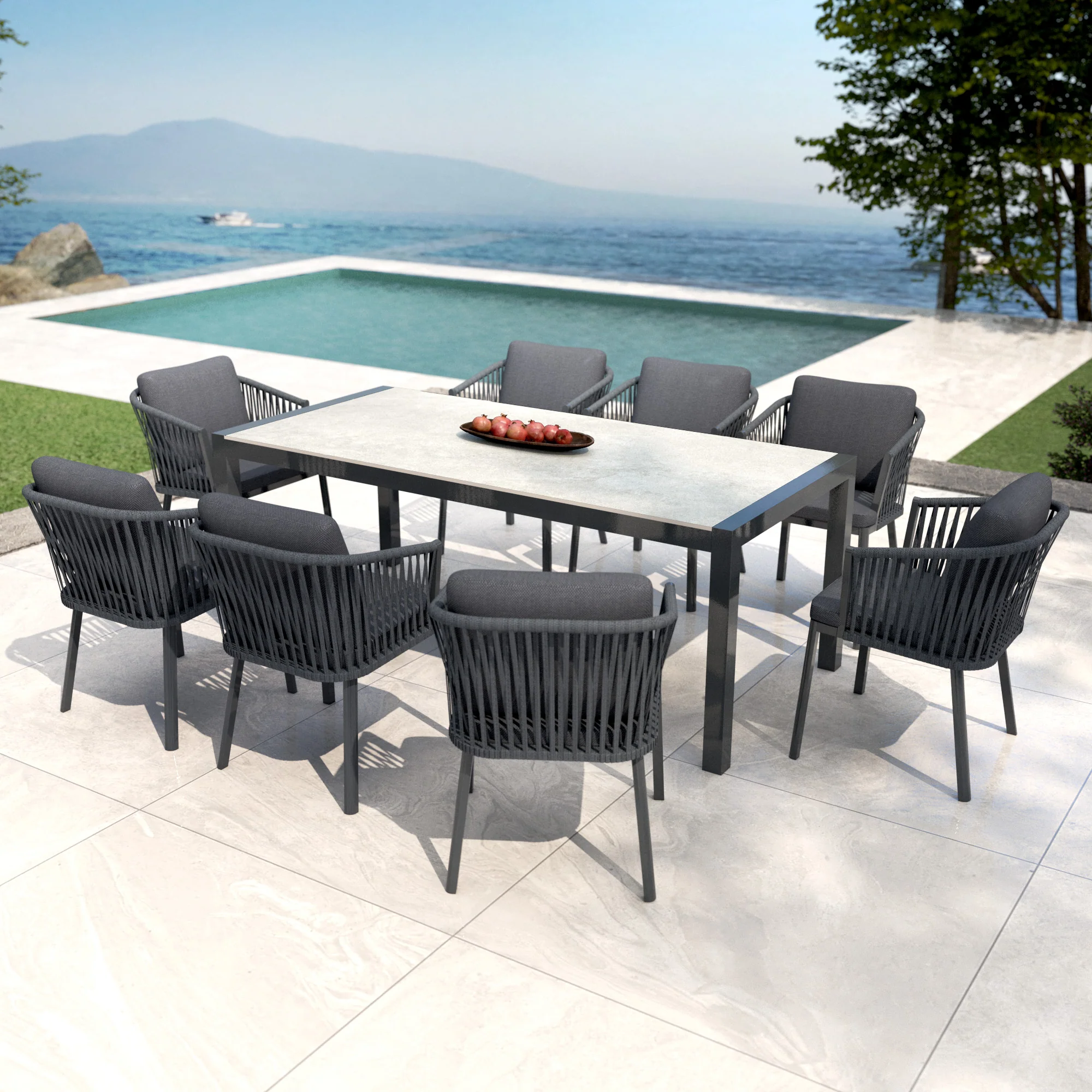 Table de jardin 8 places Aluminium/Céramique Modena (180 x 90cm) - Image 12