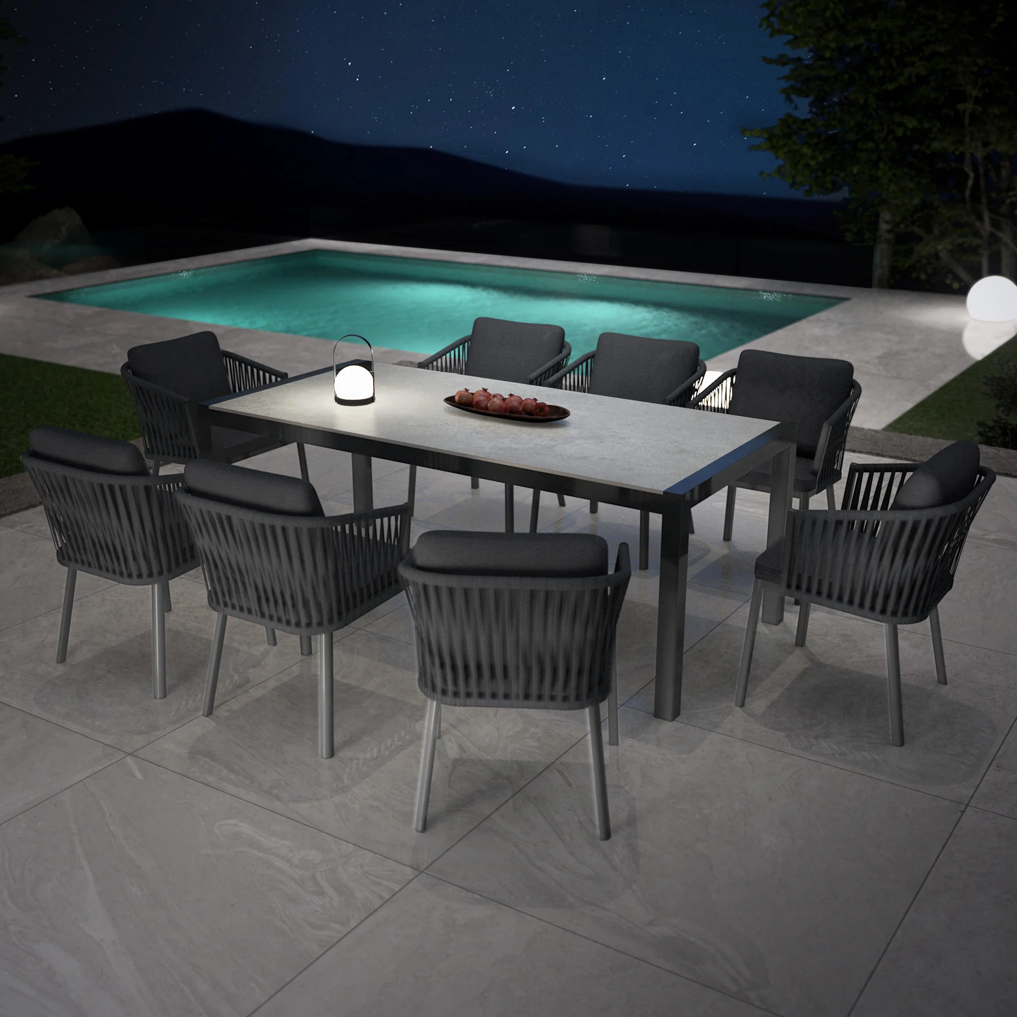 Table de jardin 8 places Aluminium/Céramique Modena (180 x 90cm) - Image 13