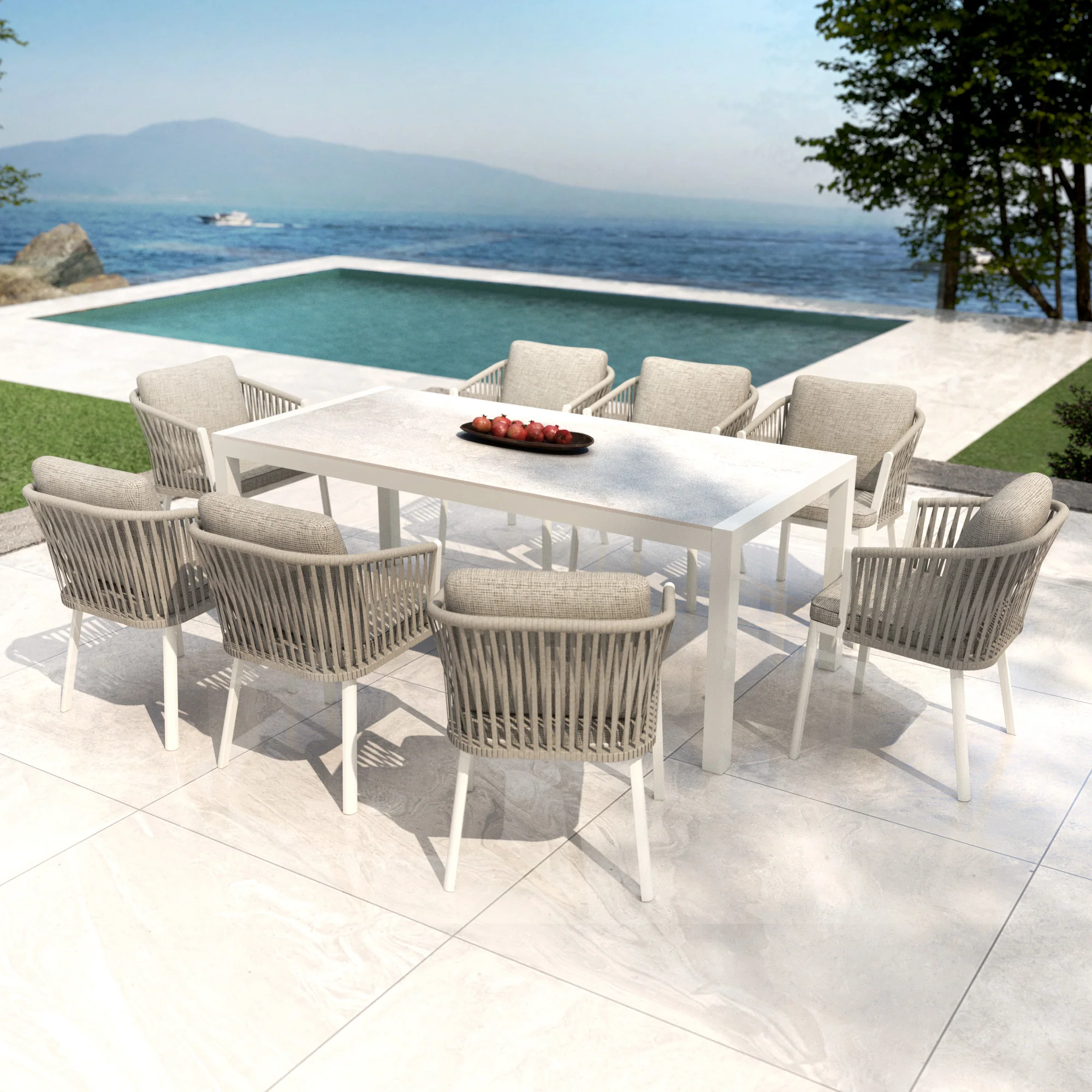 Table de jardin 8 places Aluminium/Céramique Modena (180 x 90cm) - Image 7