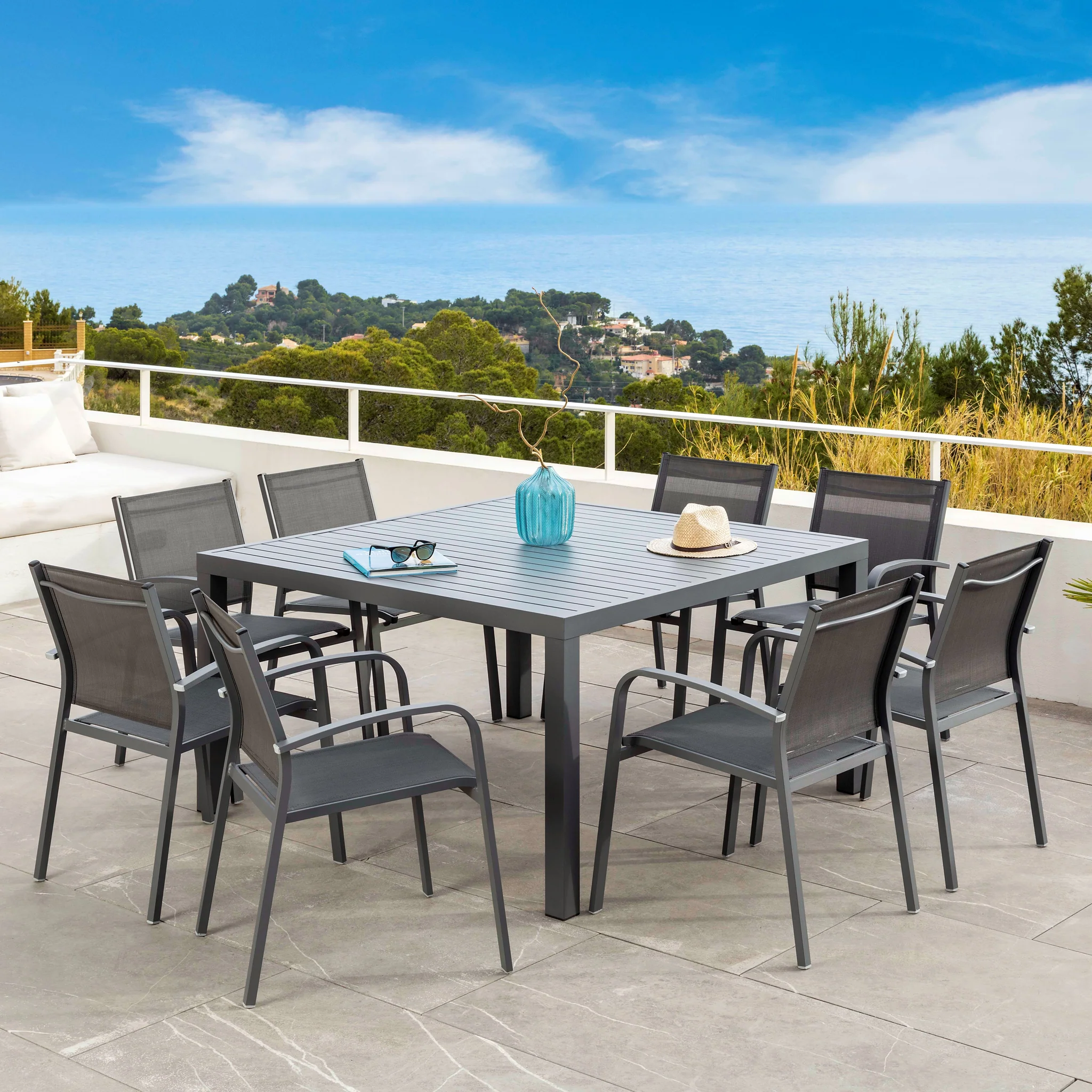 Table de jardin 8 places Aluminium Murano (136 x 136 cm) - Image 9