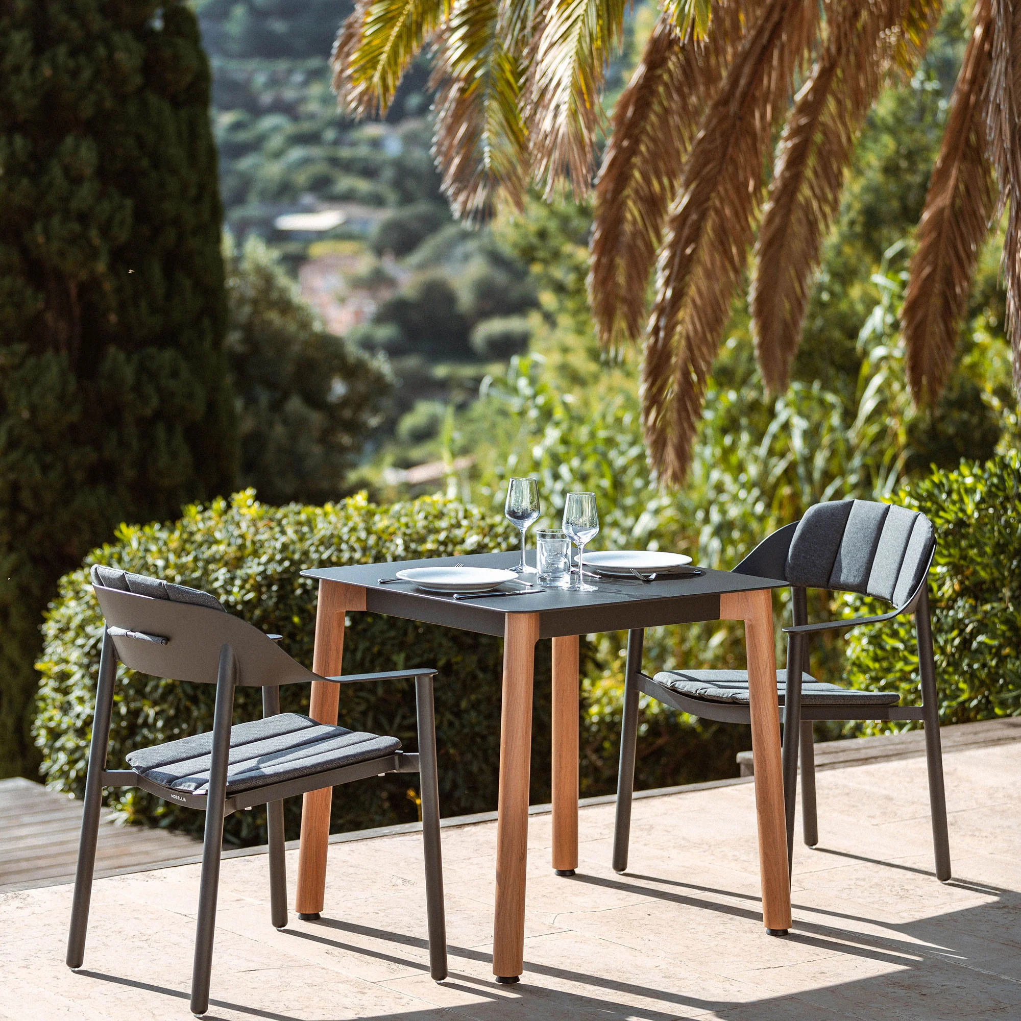 Table de jardin carrée 4 places Monte Carlo en aluminium 76X76 cm - Image 12