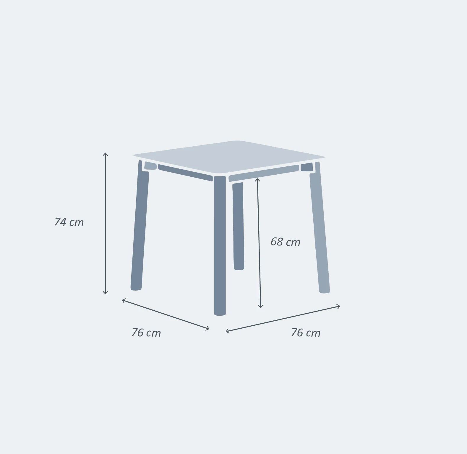 Table de jardin carrée 4 places Monte Carlo en aluminium 76X76 cm - Image 9