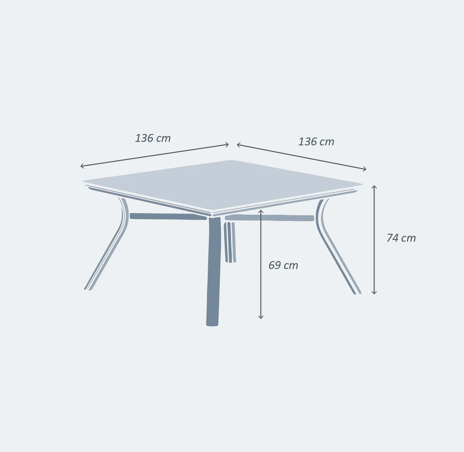 Table de jardin carrée 8 places Amalfi 136x136cm - Image 10