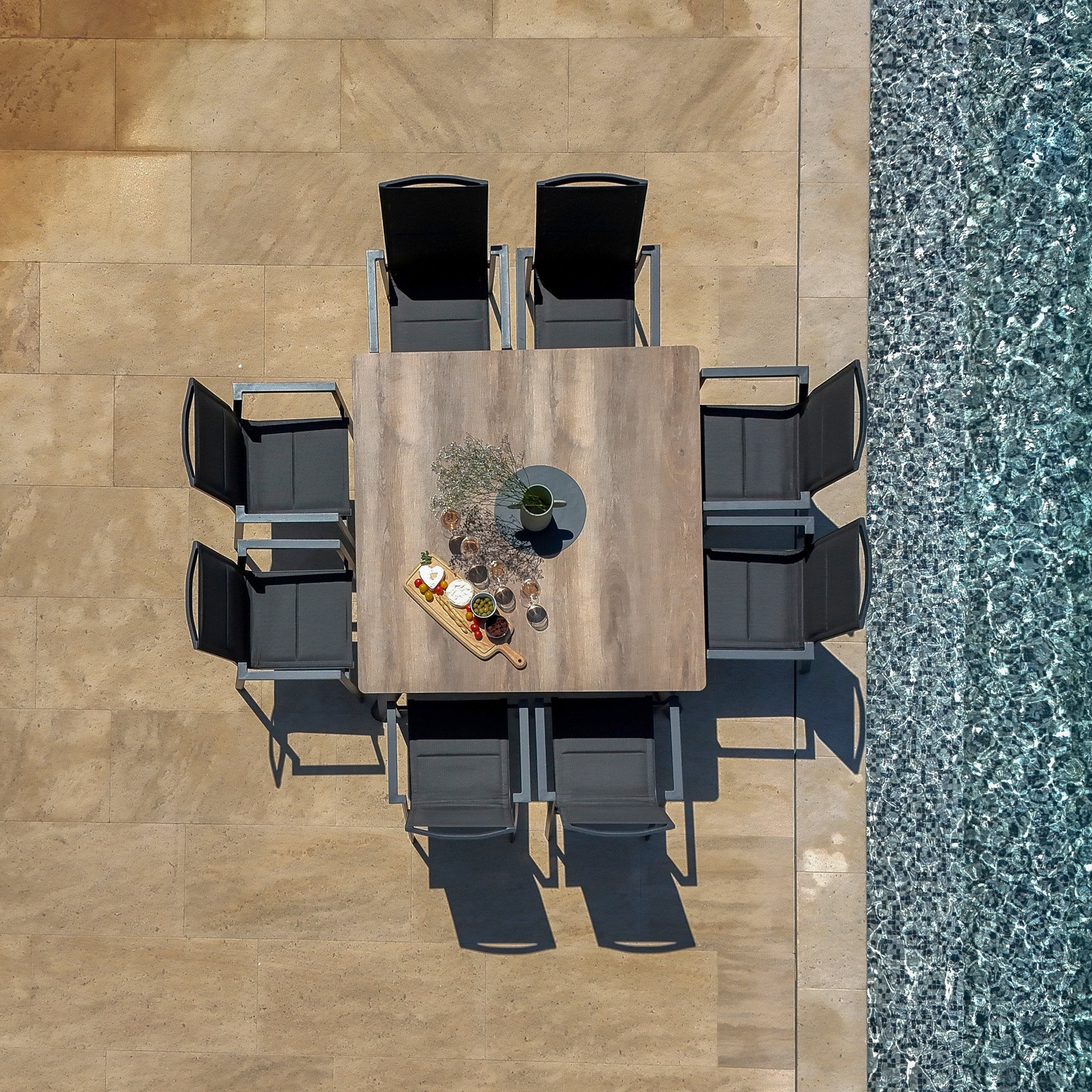 Table de jardin carrée 8 places Amalfi 136x136cm - Image 7