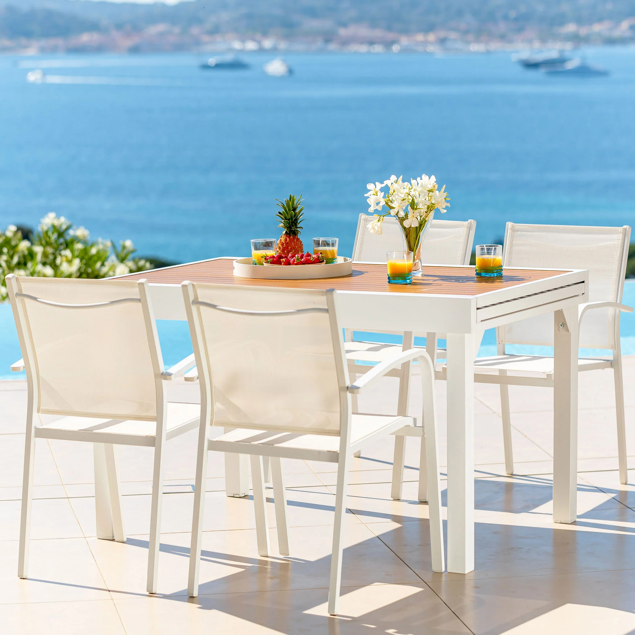 Table de jardin extensible 10 places Aluminium effet bois Murano (135/270 x 90 cm) - Image 6