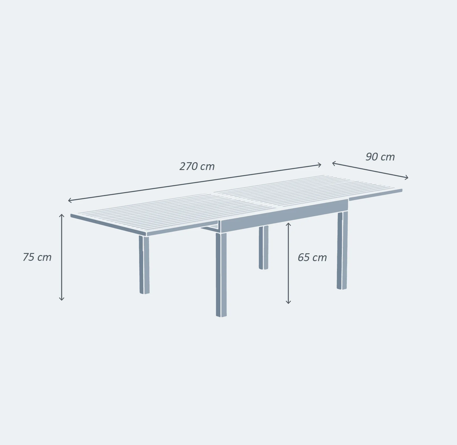 Table de jardin extensible 10 places Aluminium Murano (270 x 90 cm) - Image 17