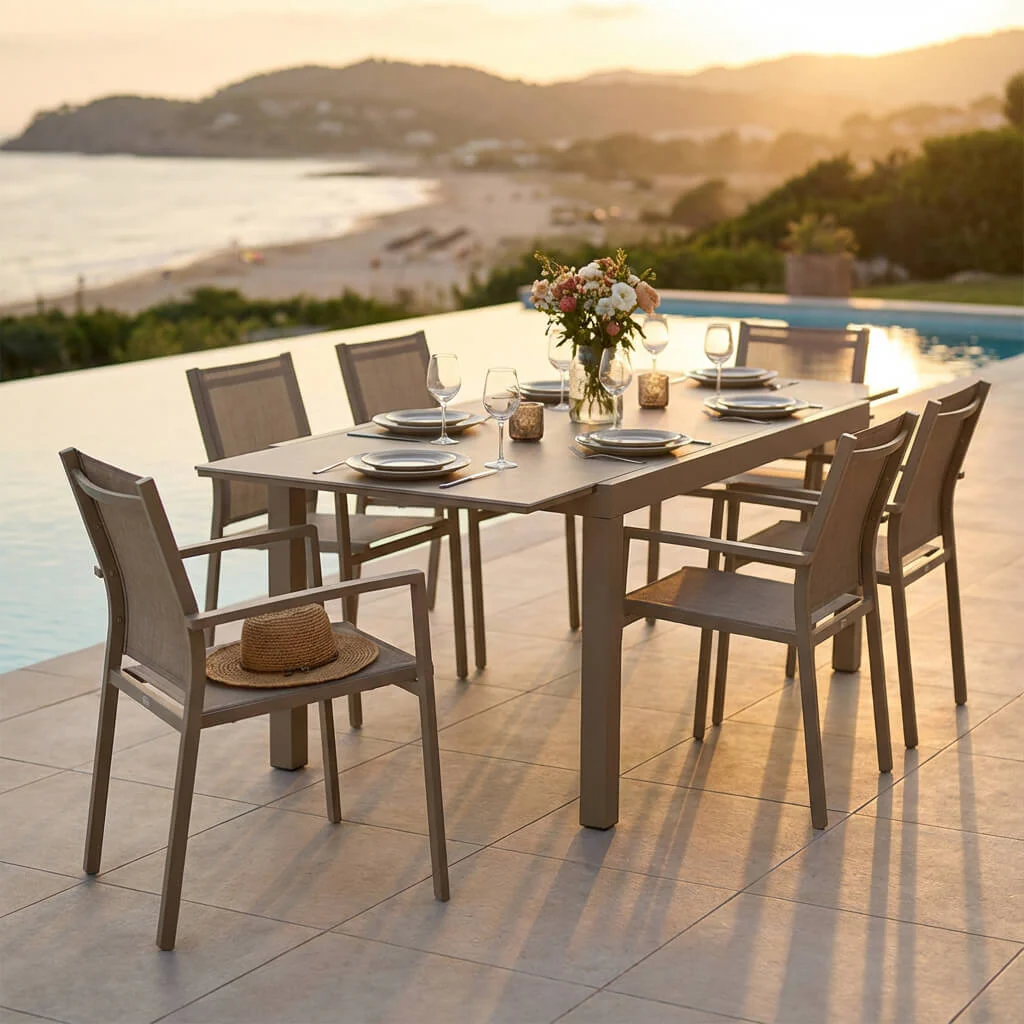 Table de jardin extensible 10 places Aluminium Murano (270 x 90 cm) - Image 28
