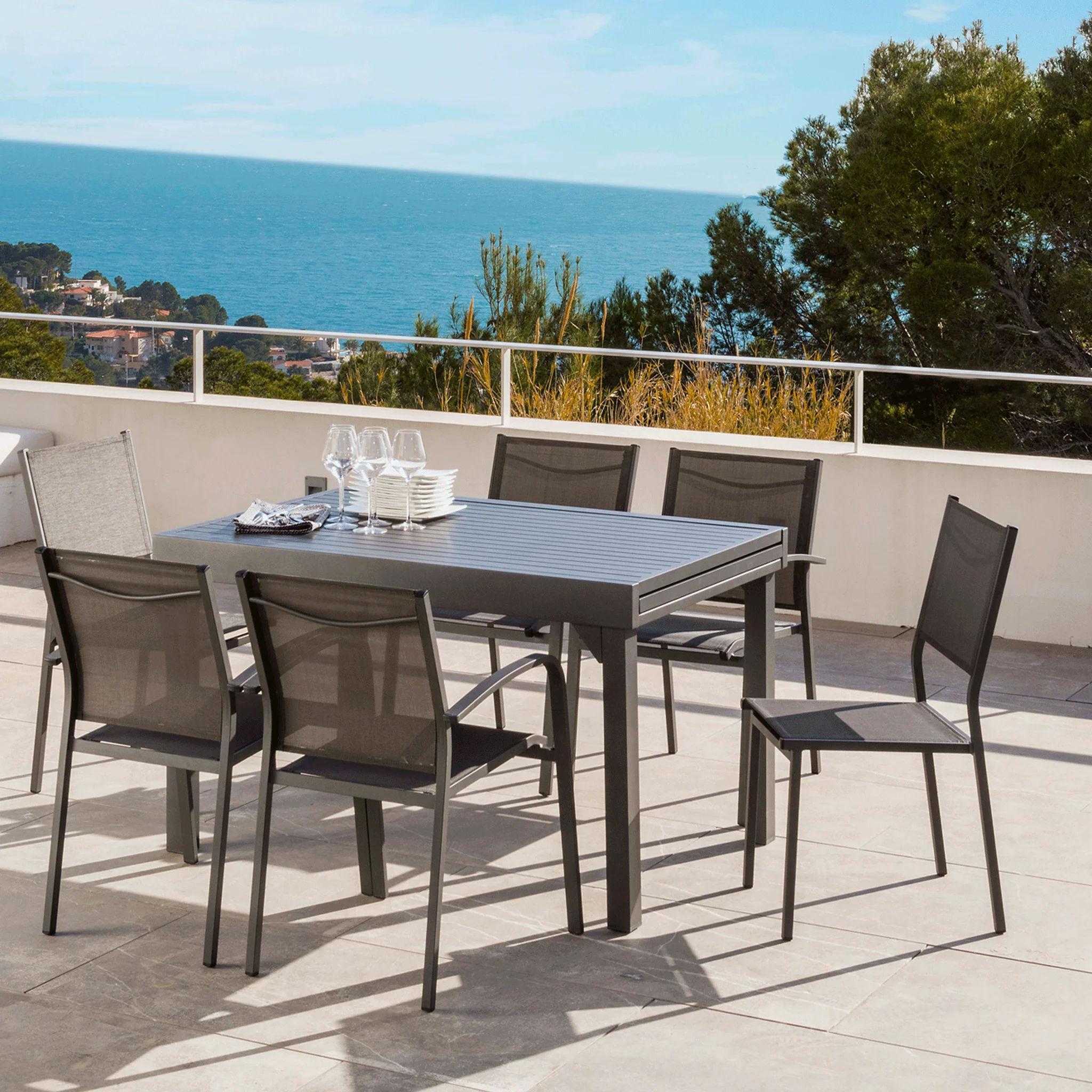 Table de jardin extensible 10 places Aluminium Murano (270 x 90 cm) - Image 4