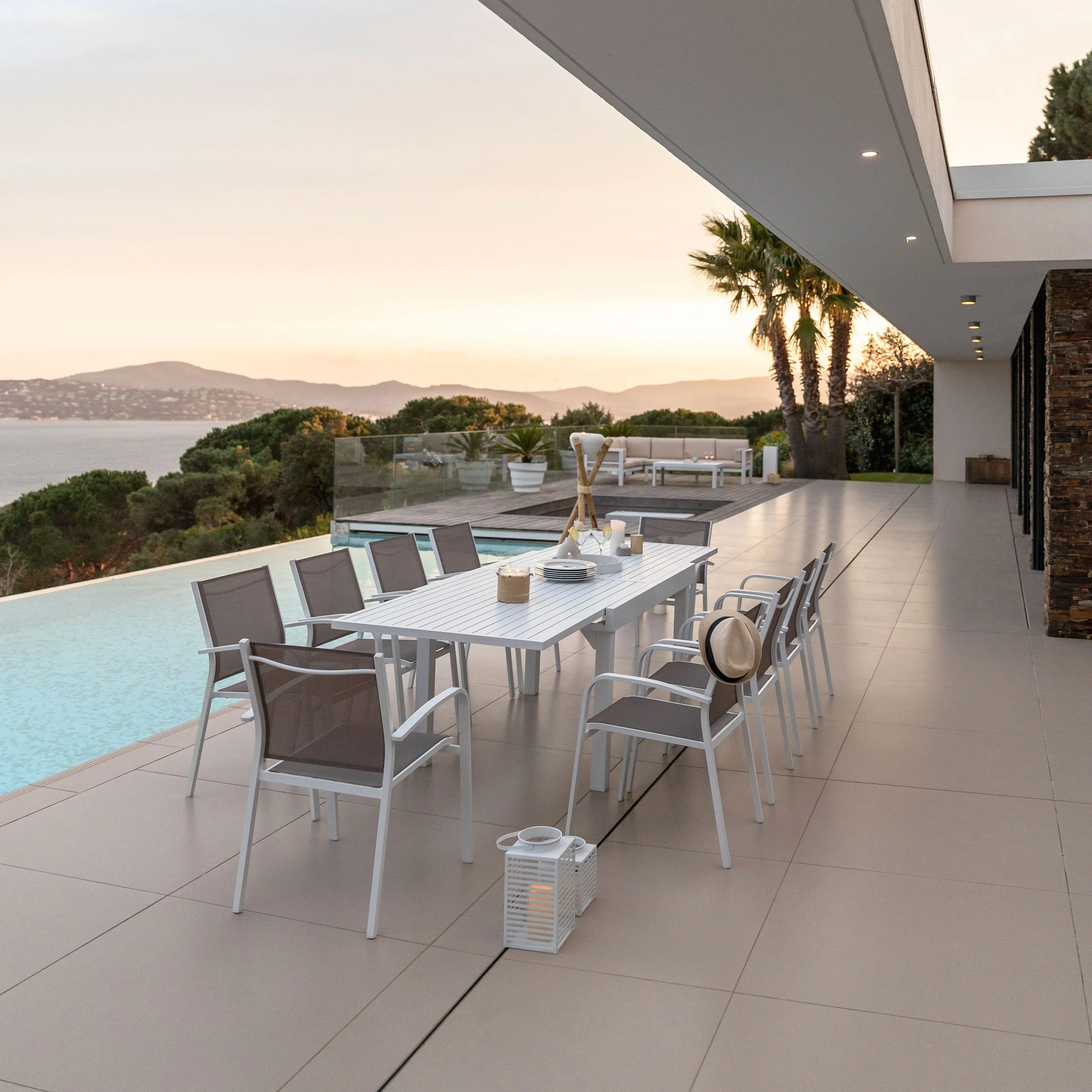 Table de jardin extensible 10 places Aluminium Murano (270 x 90 cm) - Image 7