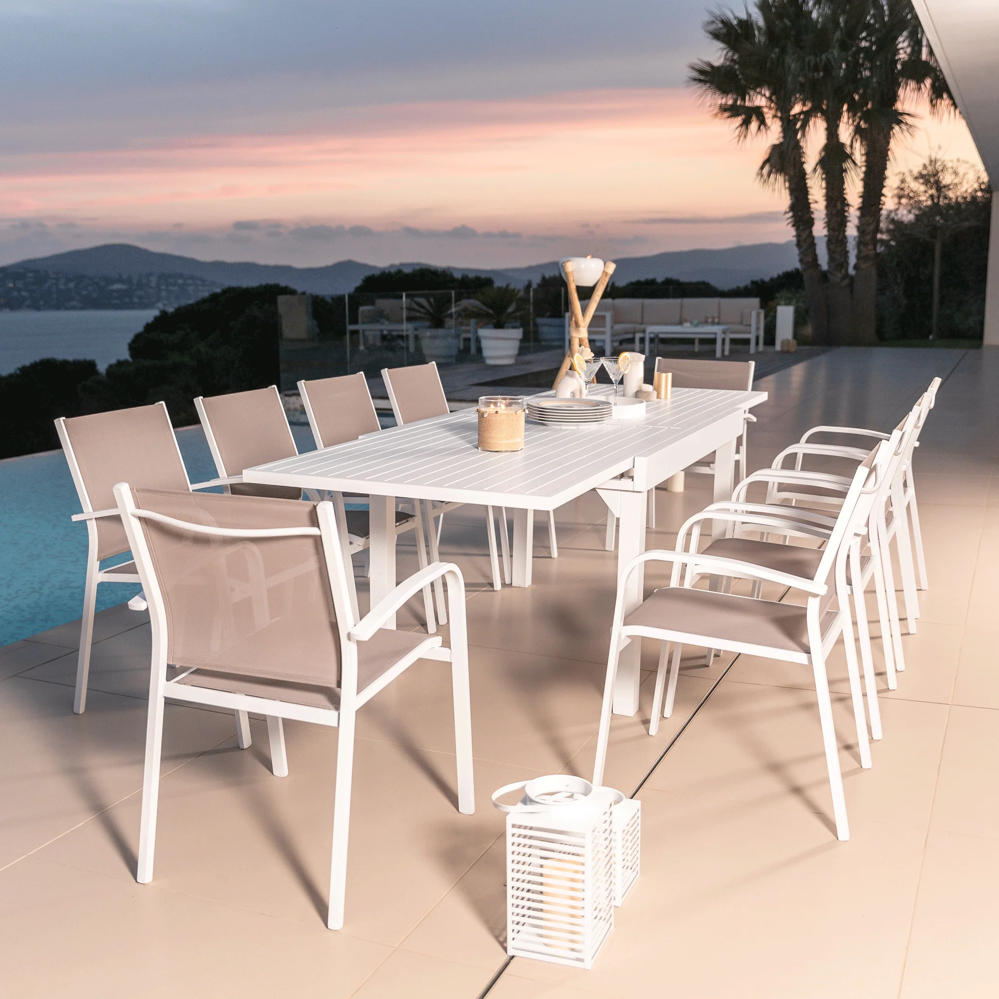 Table de jardin extensible 10 places Aluminium Murano (270 x 90 cm) - Image 9