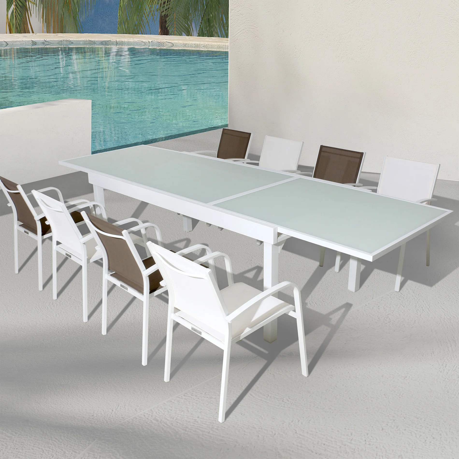 Table de jardin extensible 10 places en verre Murano (270 x 90 cm) - Image 11