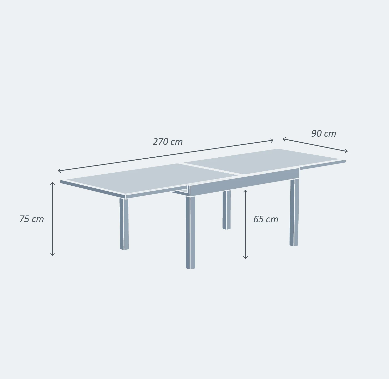 Table de jardin extensible 10 places en verre Murano (270 x 90 cm) - Image 12
