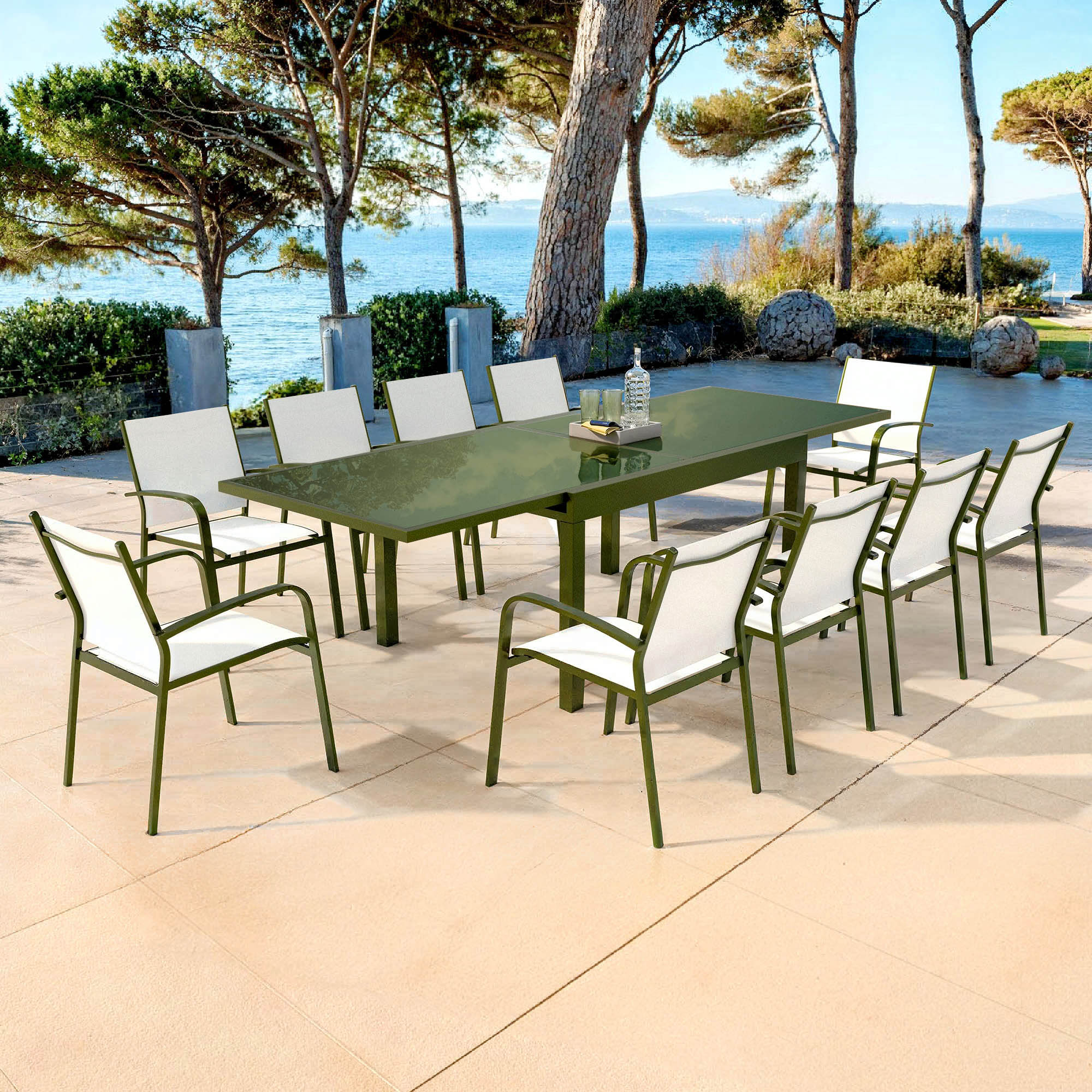 Table de jardin extensible 10 places en verre Murano (270 x 90 cm) - Image 15