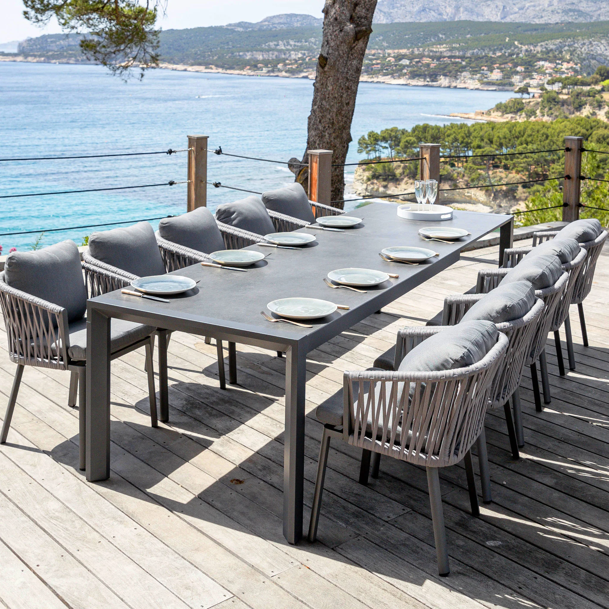 Table de jardin extensible 12 places Aluminium Amalfi - 3 dimensions (195/240/300X96) - Image 14