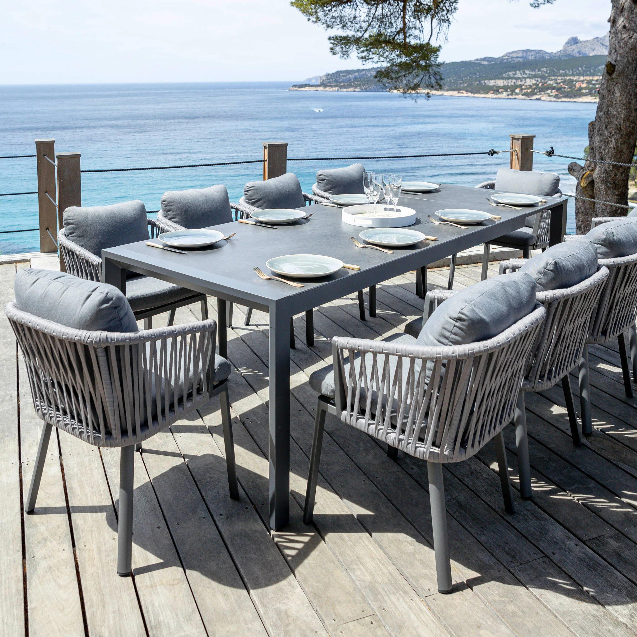 Table de jardin extensible 12 places Aluminium Amalfi - 3 dimensions (195/240/300X96) - Image 15
