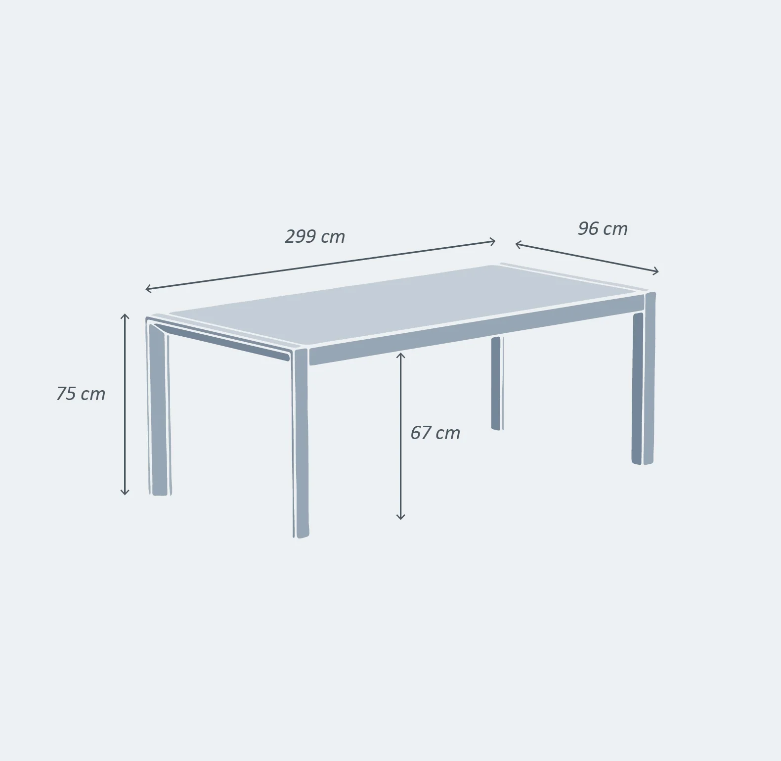 Table de jardin extensible 12 places Aluminium Amalfi - 3 dimensions (195/240/300X96) - Image 20