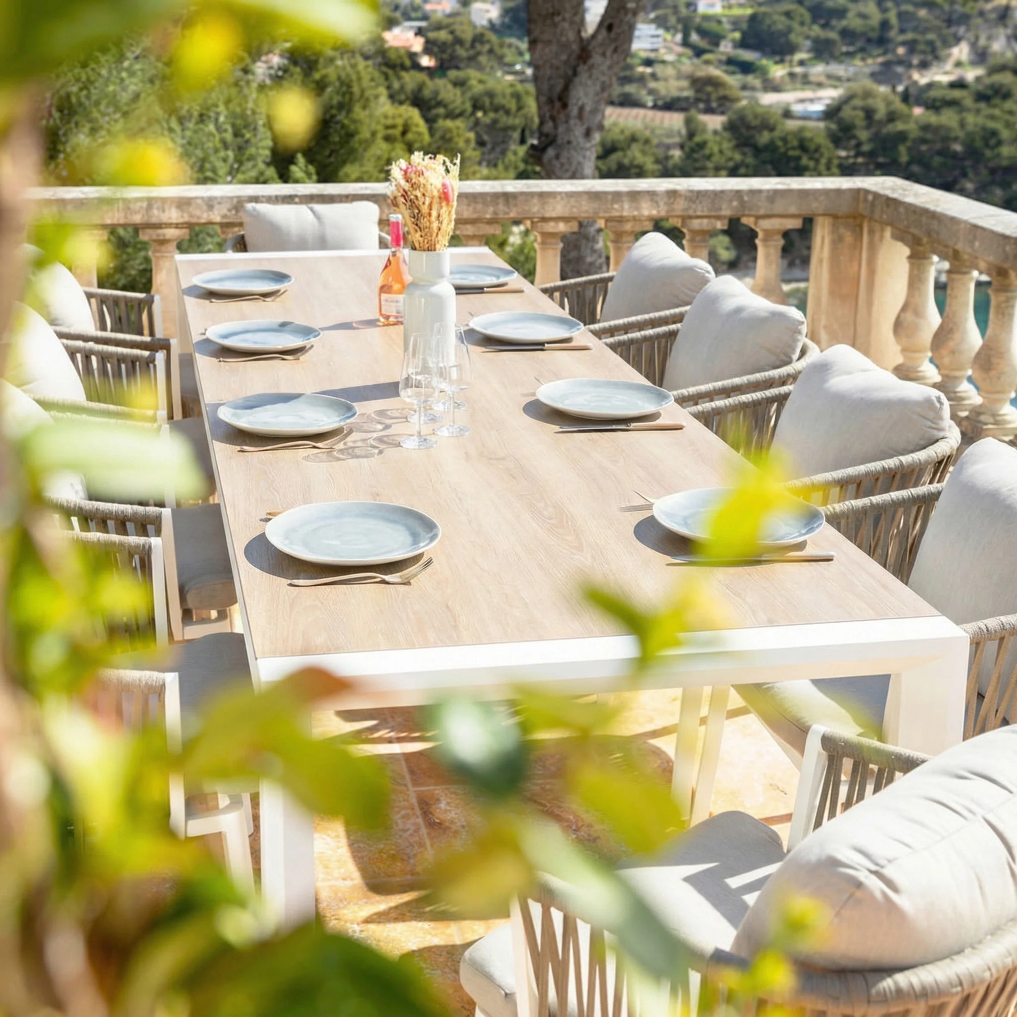Table de jardin extensible 12 places Aluminium Amalfi - 3 dimensions (195/240/300X96) - Image 24