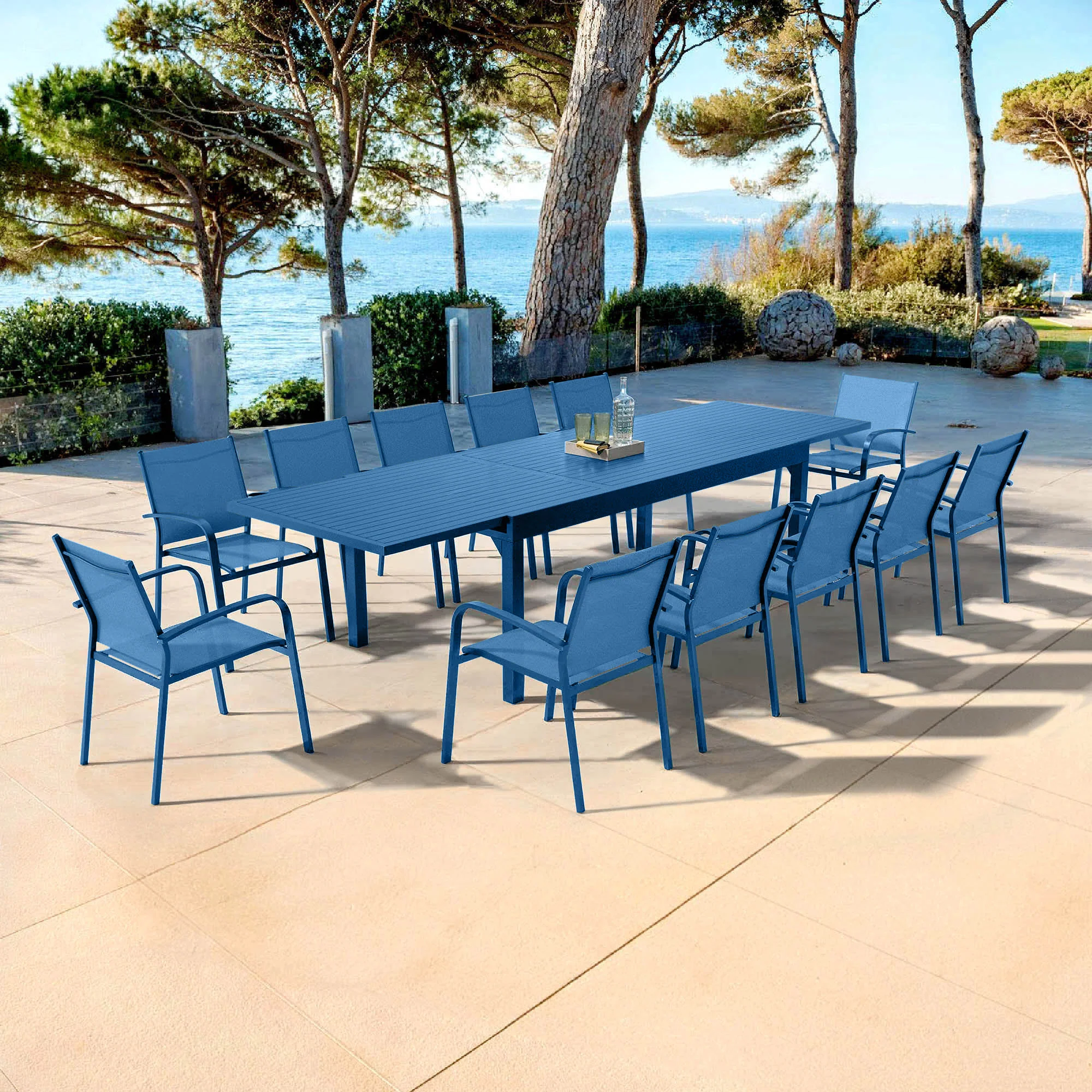Table de jardin extensible 12 places Aluminium Murano (320 x 100 cm) - Image 19