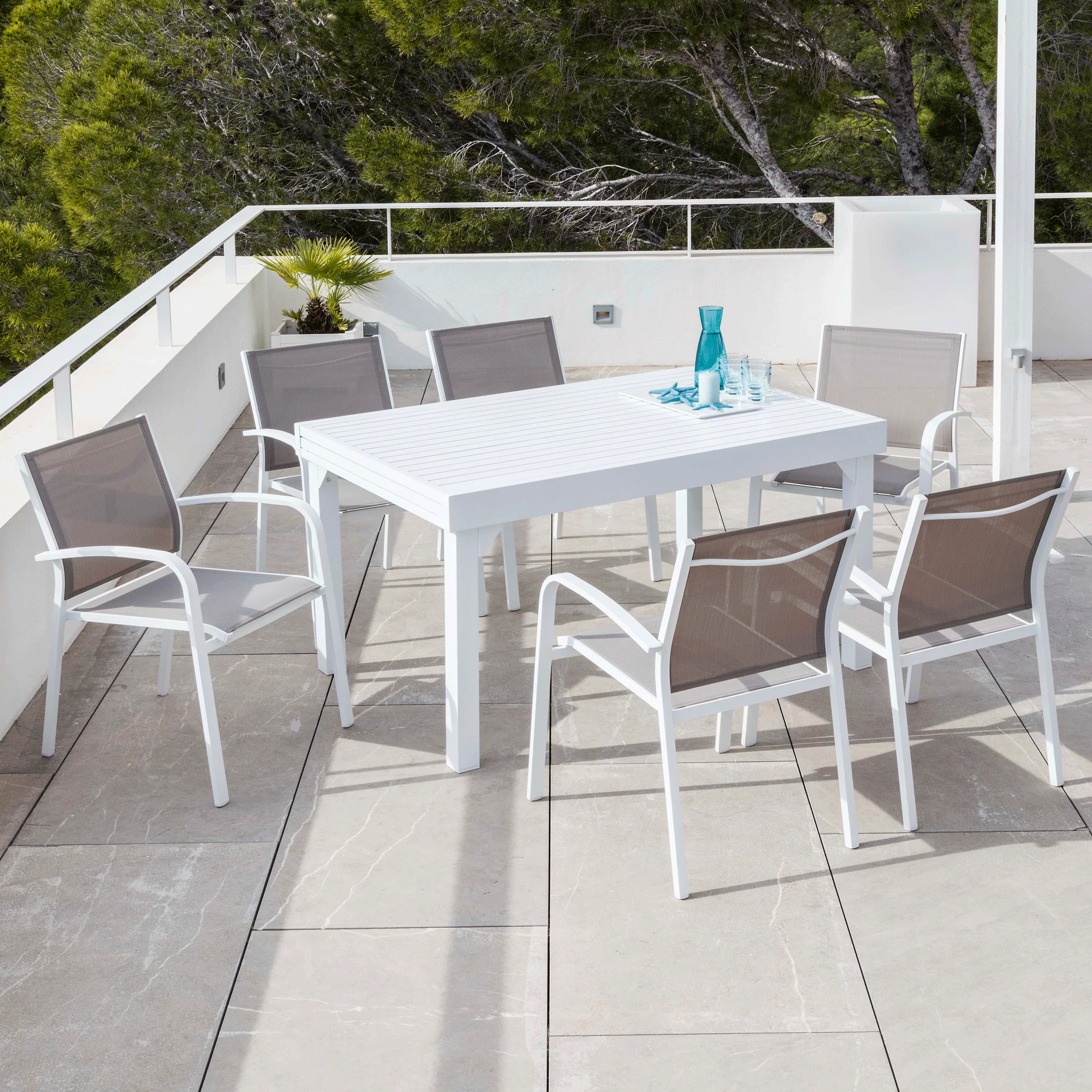 Table de jardin extensible 12 places Aluminium Murano (320 x 100 cm) - Image 7