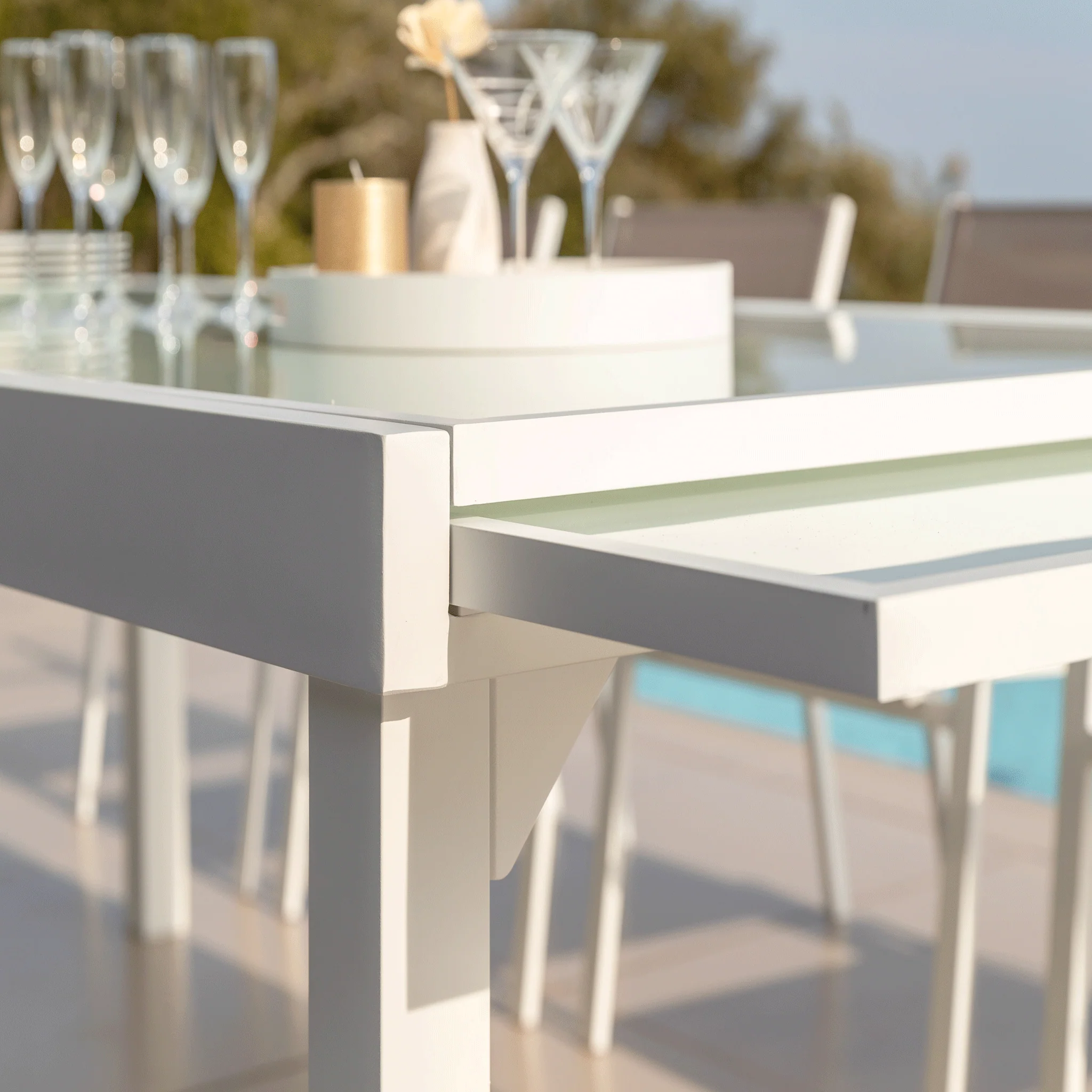 Table de jardin extensible 12 places en verre Murano (320 x 100 cm) - Image 3