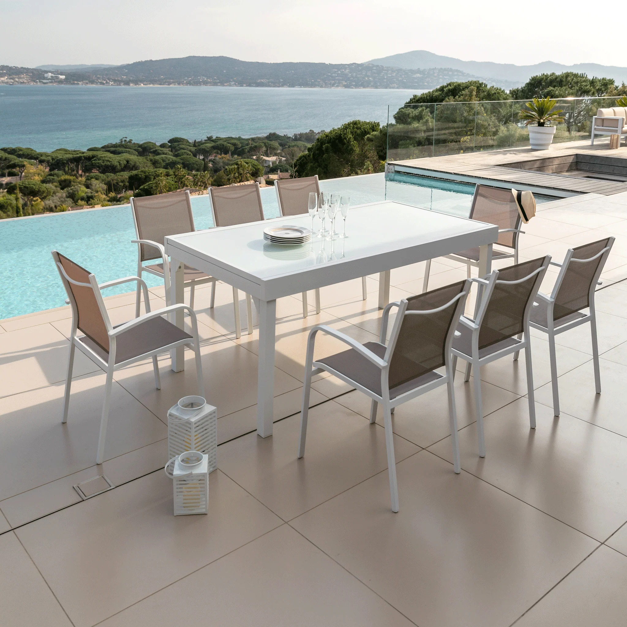 Table de jardin extensible 12 places en verre Murano (320 x 100 cm) - Image 5