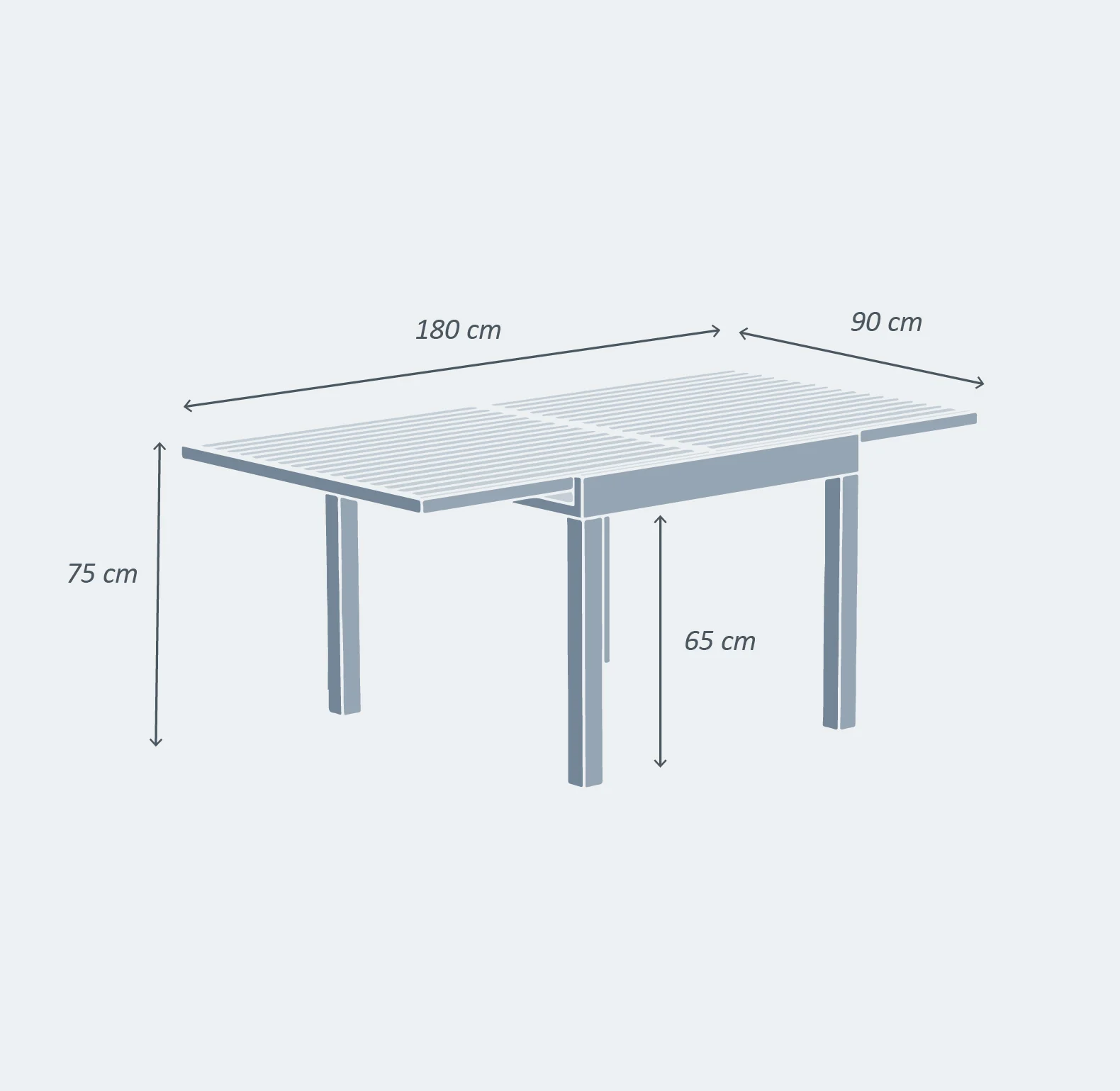Table de jardin extensible 8 places Aluminium effet bois Murano (90/180x90) - Image 7