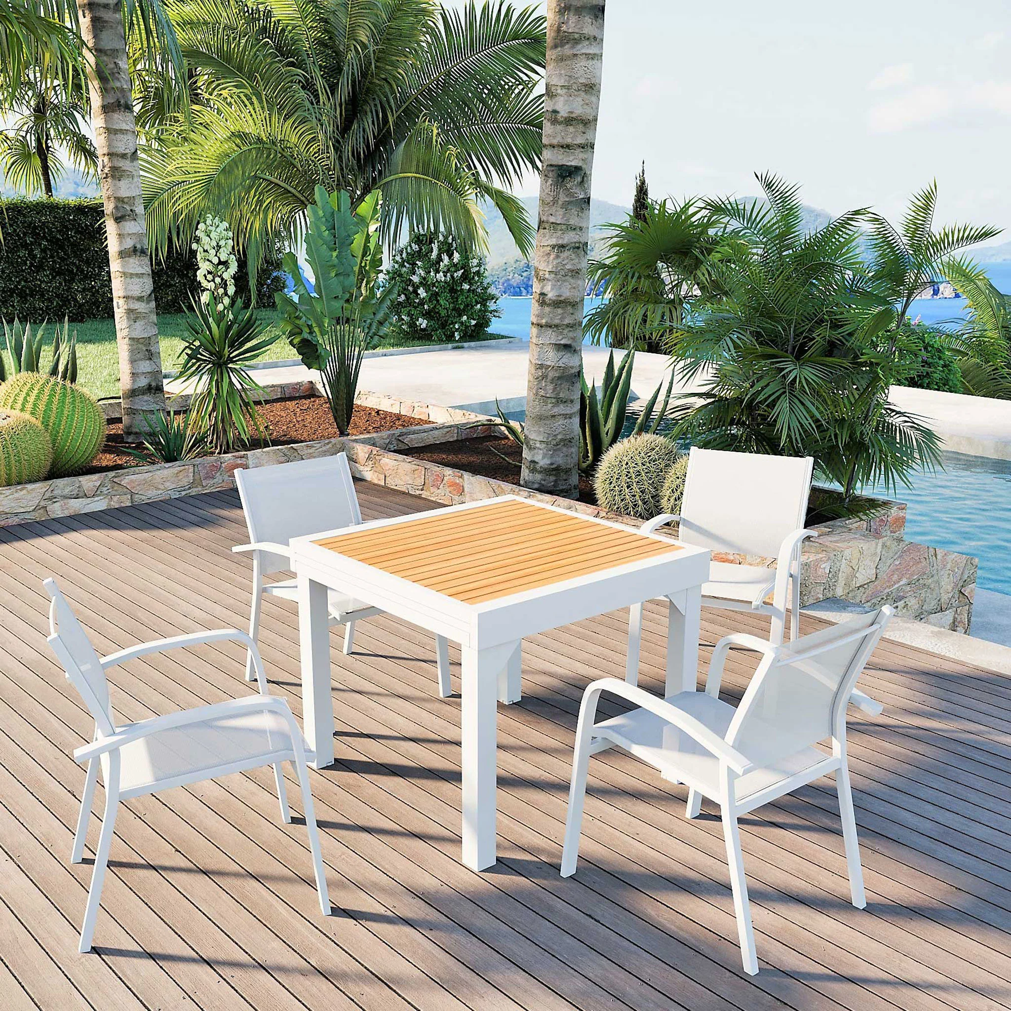 Table de jardin extensible 8 places Aluminium effet bois Murano (90/180x90) - Image 9