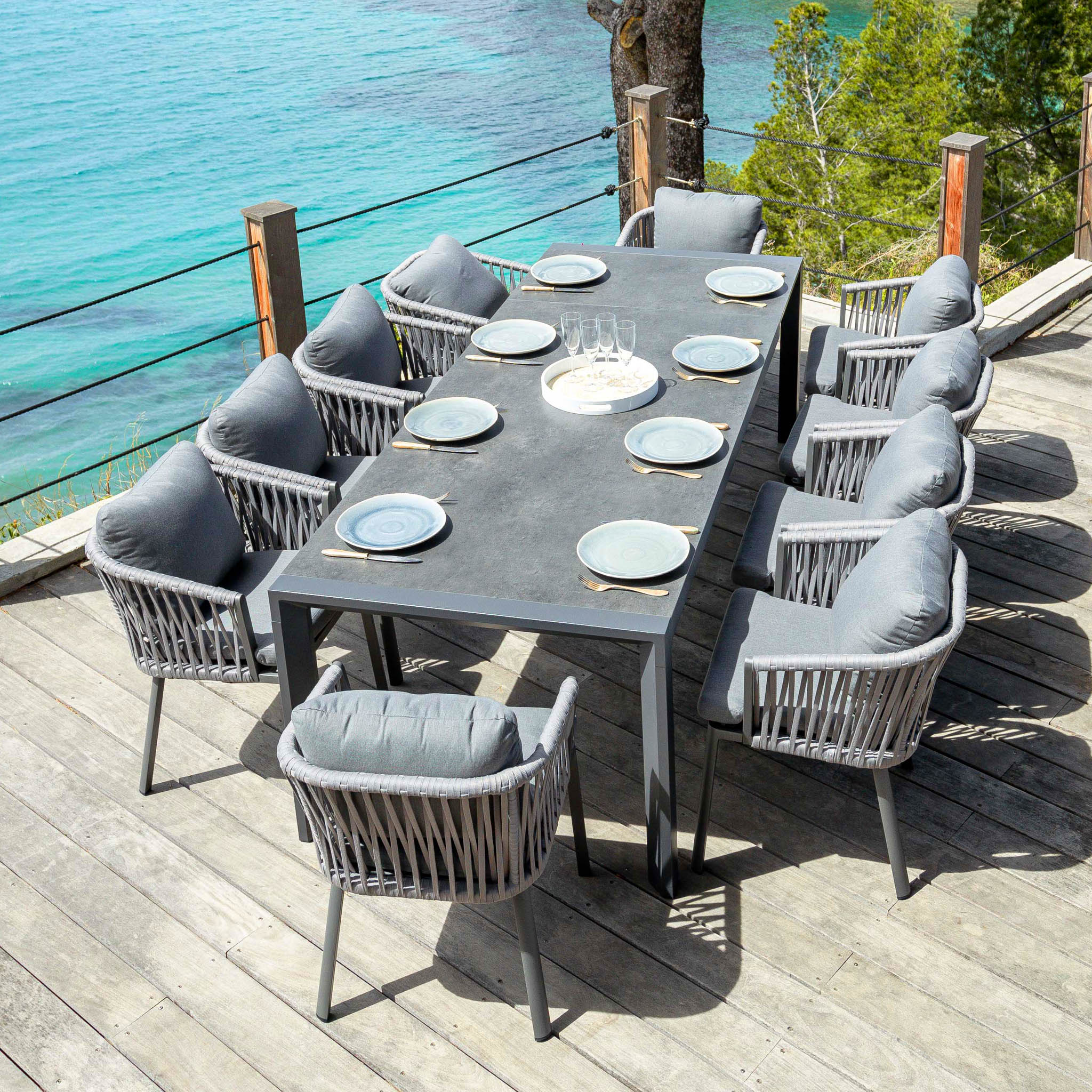 Table de jardin extensible 10 places aluminium Amalfi  (180/240x96cm) - Image 21