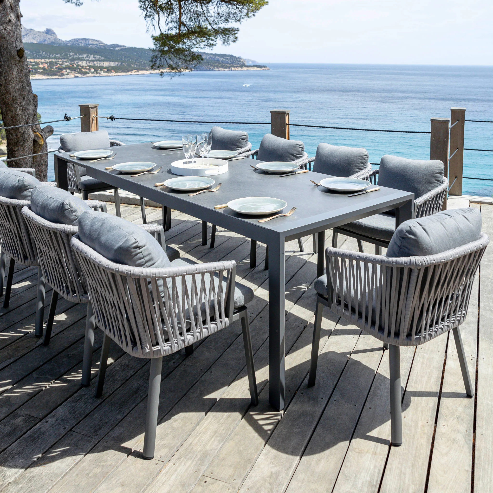 Table de jardin extensible 10 places aluminium Amalfi  (180/240x96cm) - Image 22
