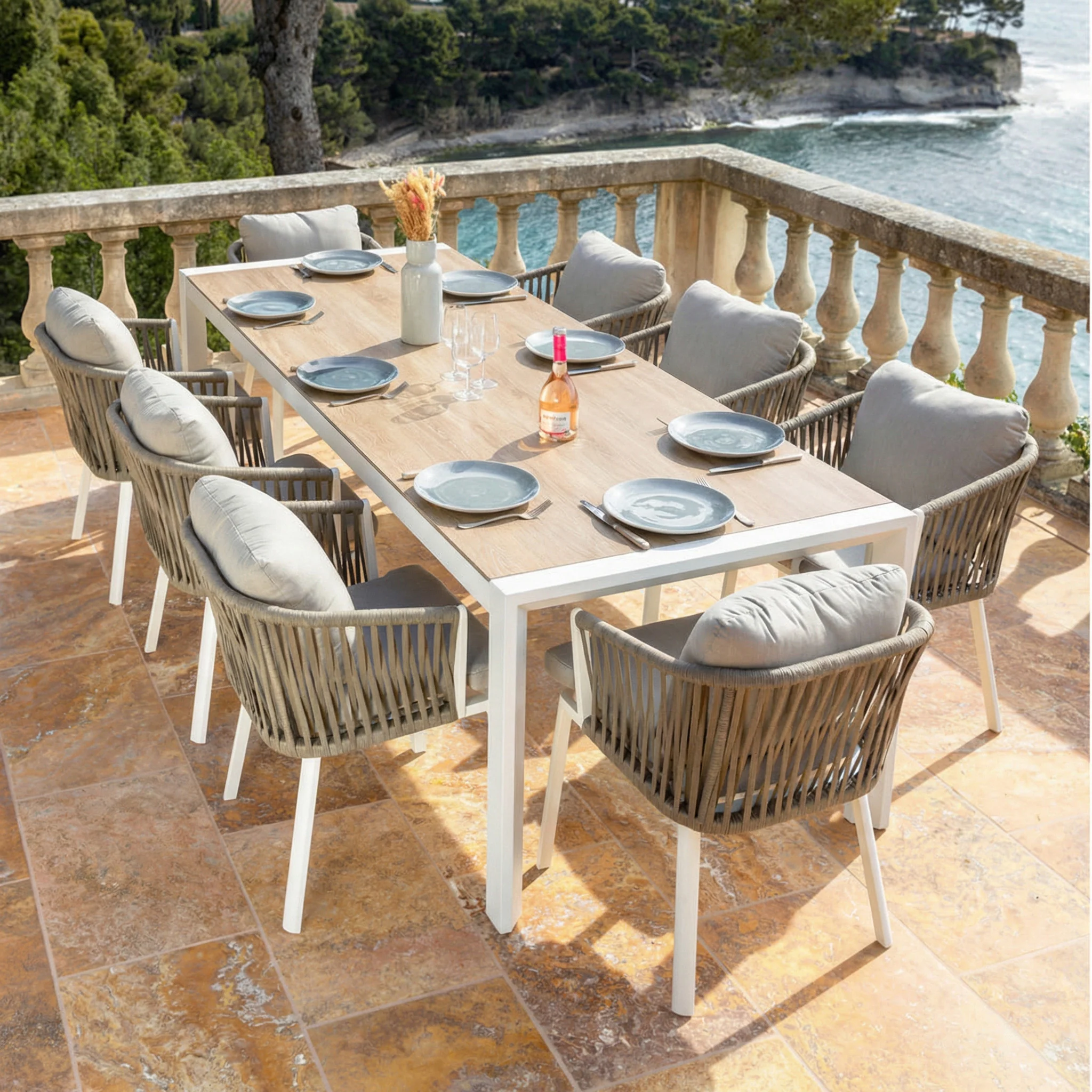 Table de jardin extensible 10 places aluminium Amalfi  (180/240x96cm) - Image 6