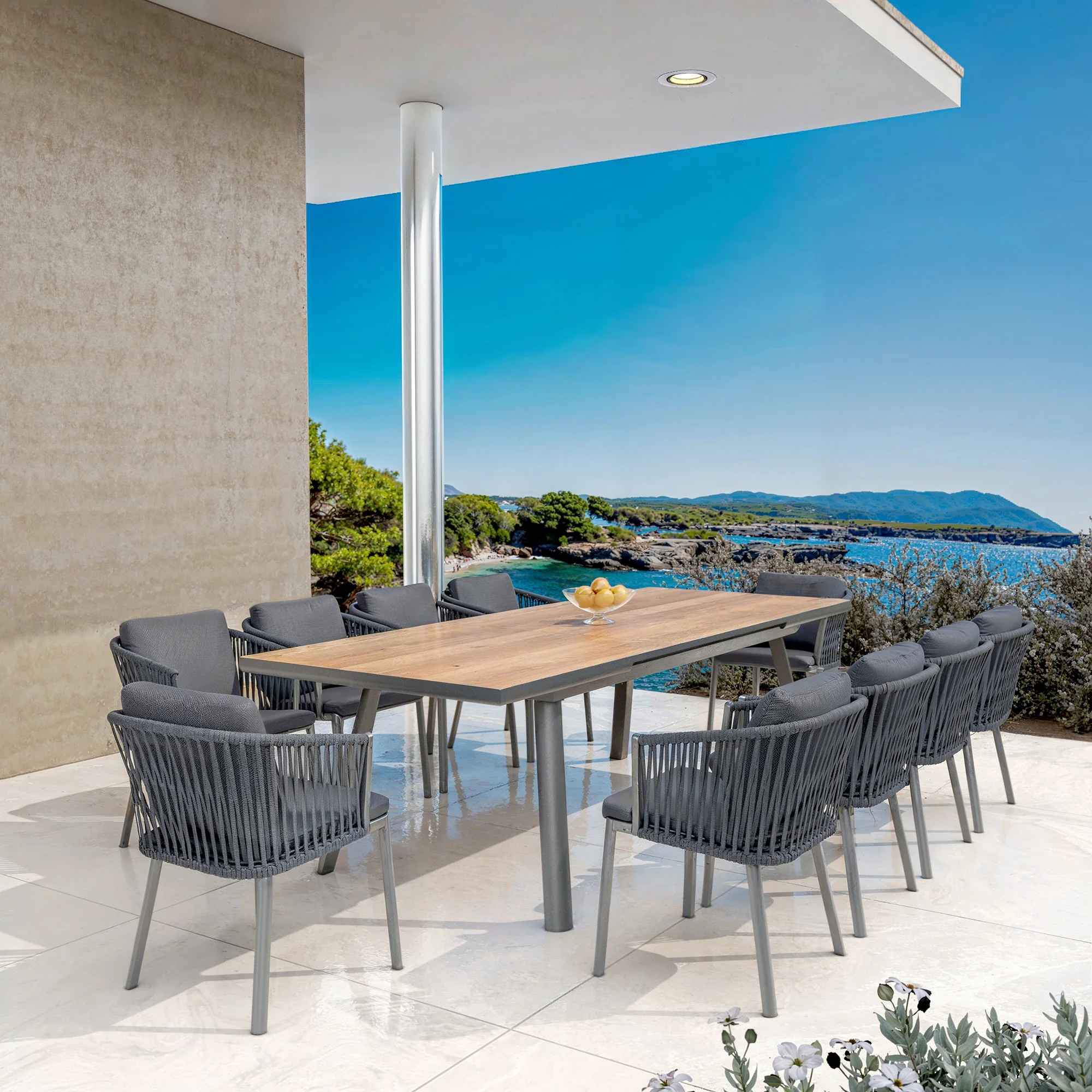 Table de jardin extensible automatique 10 places Aluminium Amalfi - (200/260X96) - Image 10