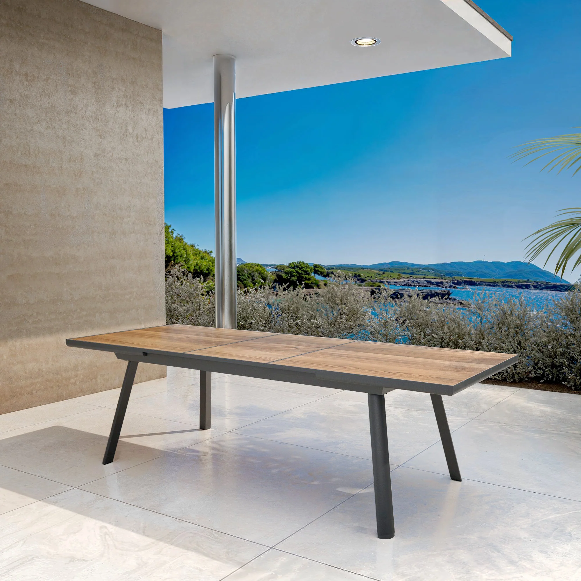 Table de jardin extensible automatique 10 places Aluminium Amalfi - (200/260X96) - Image 12