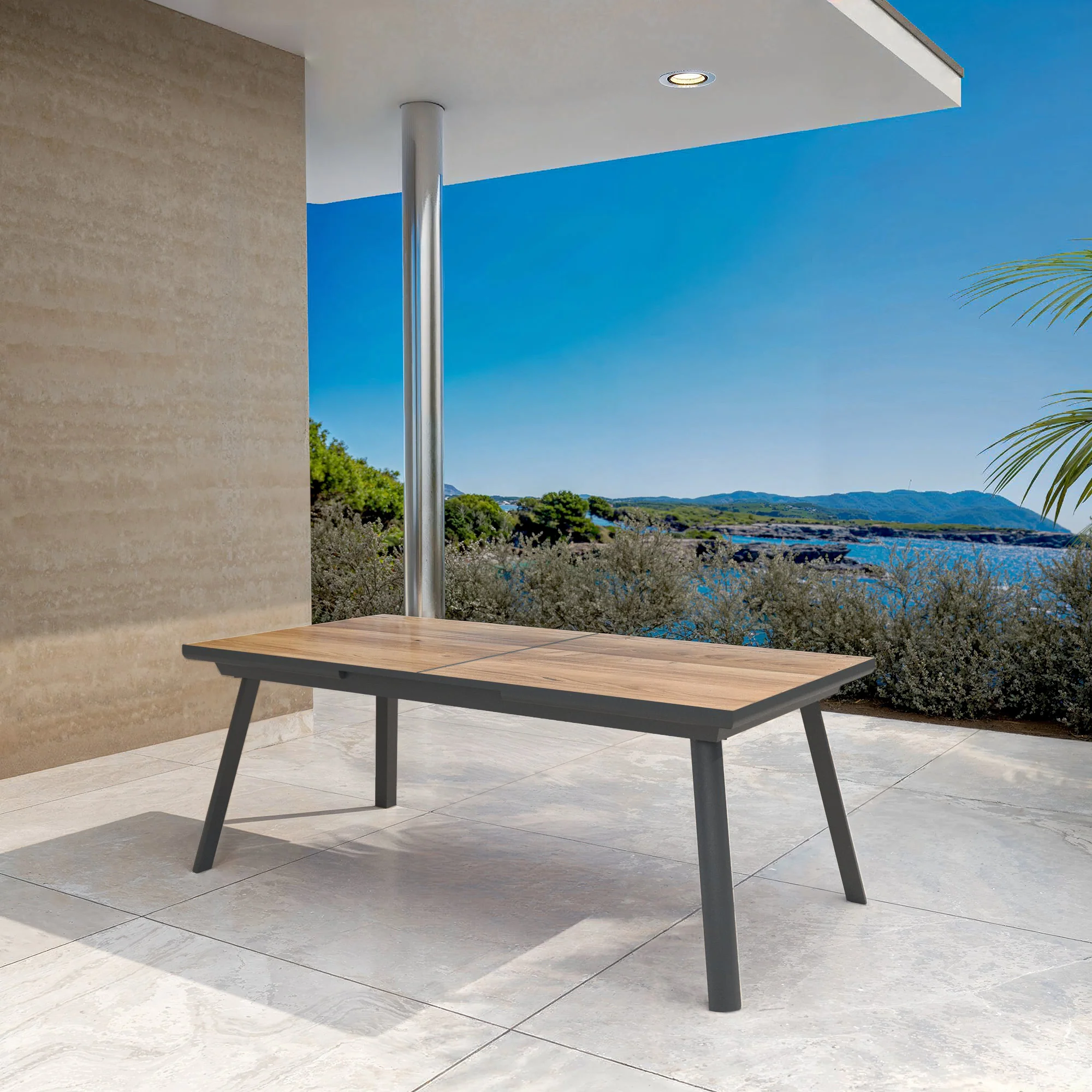 Table de jardin extensible automatique 10 places Aluminium Amalfi - (200/260X96) - Image 13