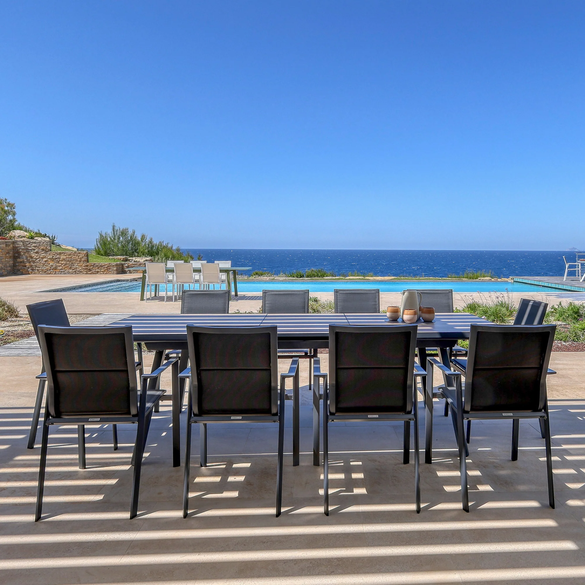 Table de jardin extensible automatique 10 places Aluminium Amalfi - (200/260X96) - Image 16