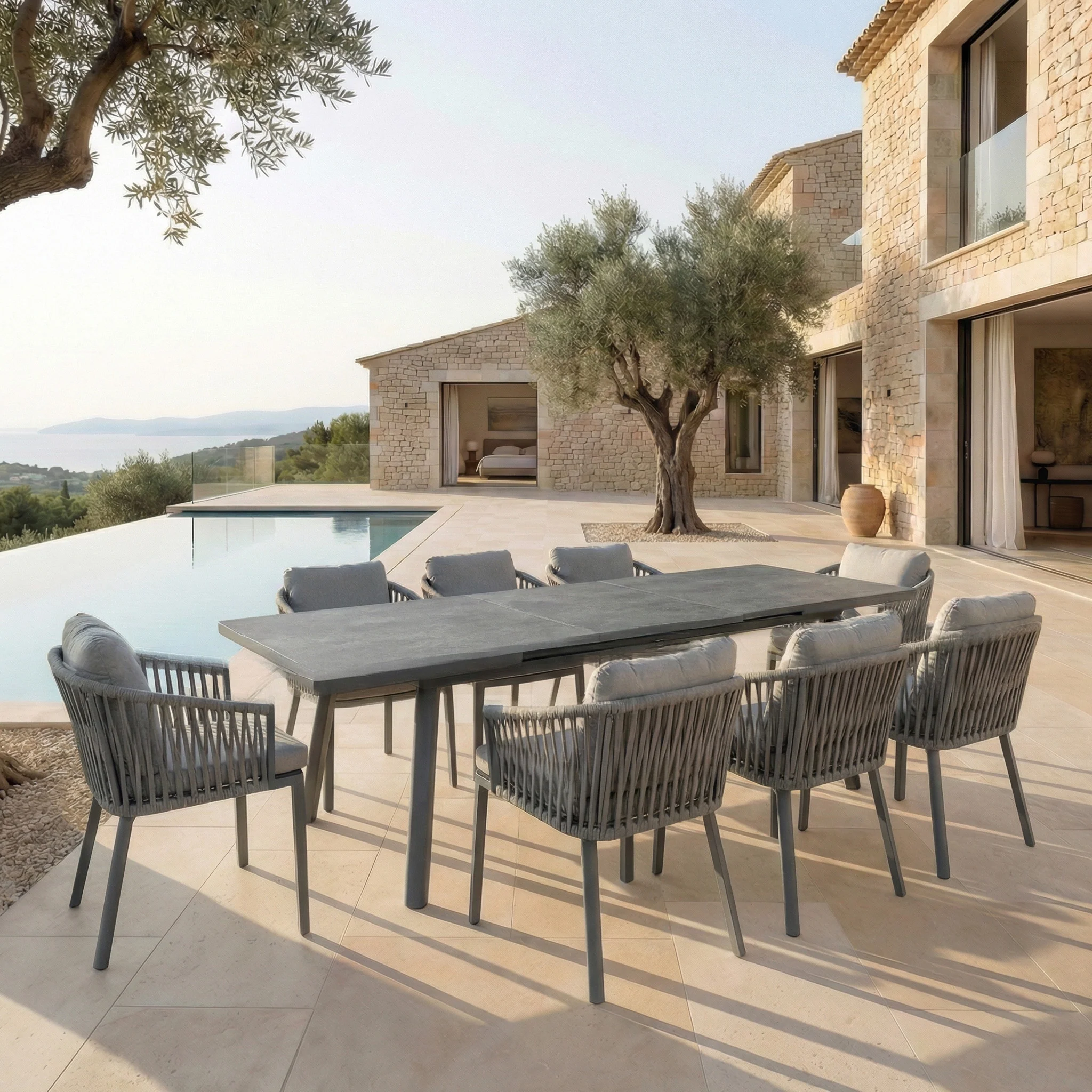 Table de jardin extensible automatique 10 places Aluminium Amalfi - (200/260X96) - Image 22