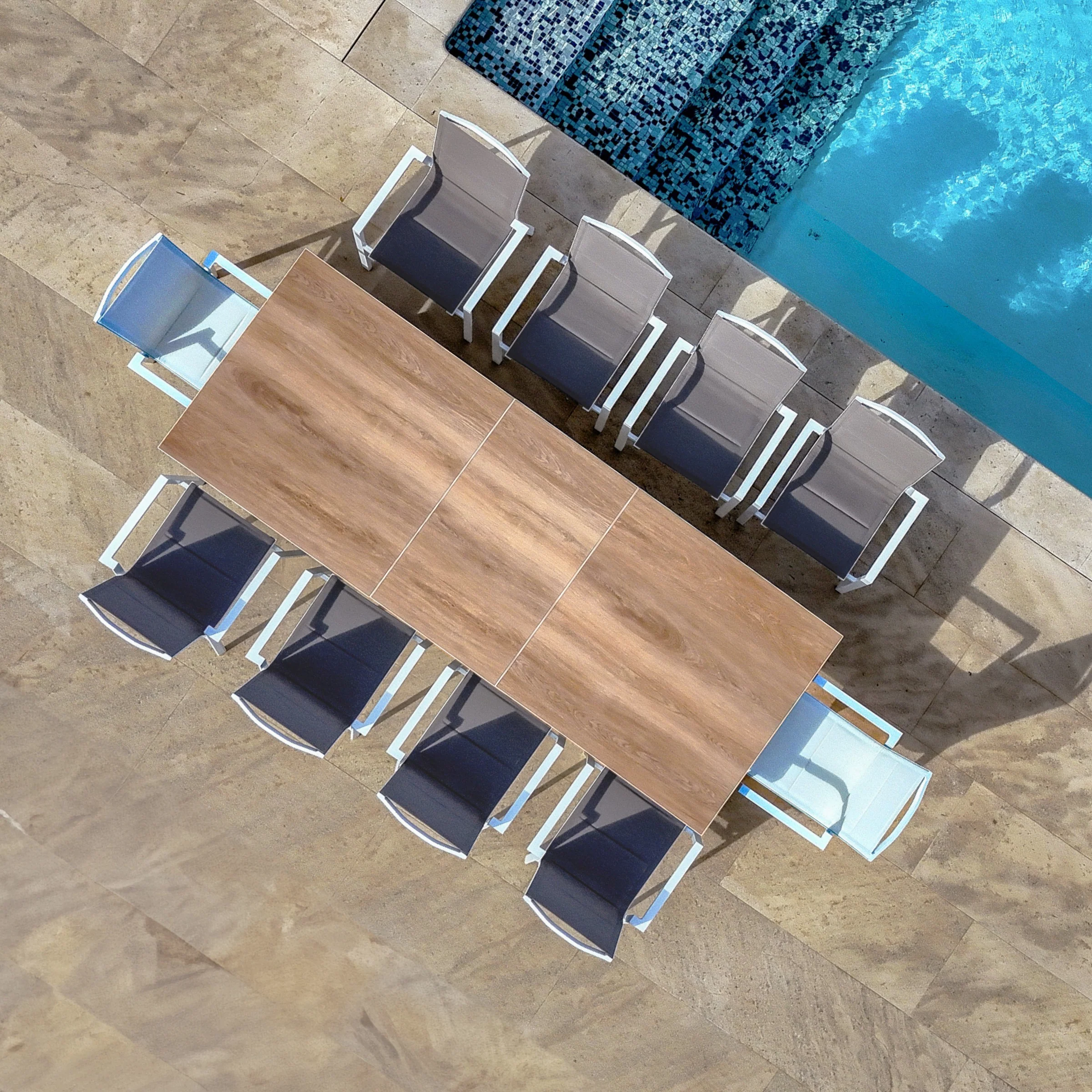 Table de jardin extensible automatique 10 places Aluminium Amalfi - (200/260X96) - Image 3