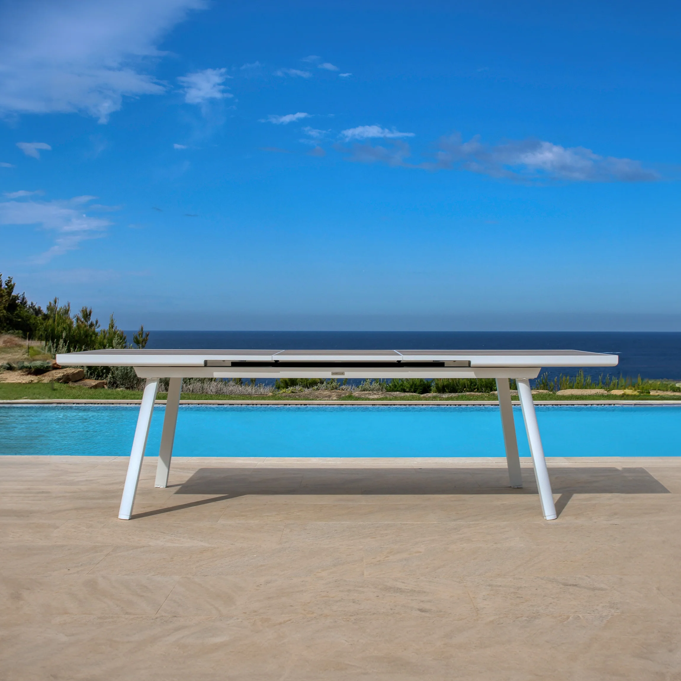 Table de jardin extensible automatique 10 places Aluminium Amalfi - (200/260X96) - Image 5