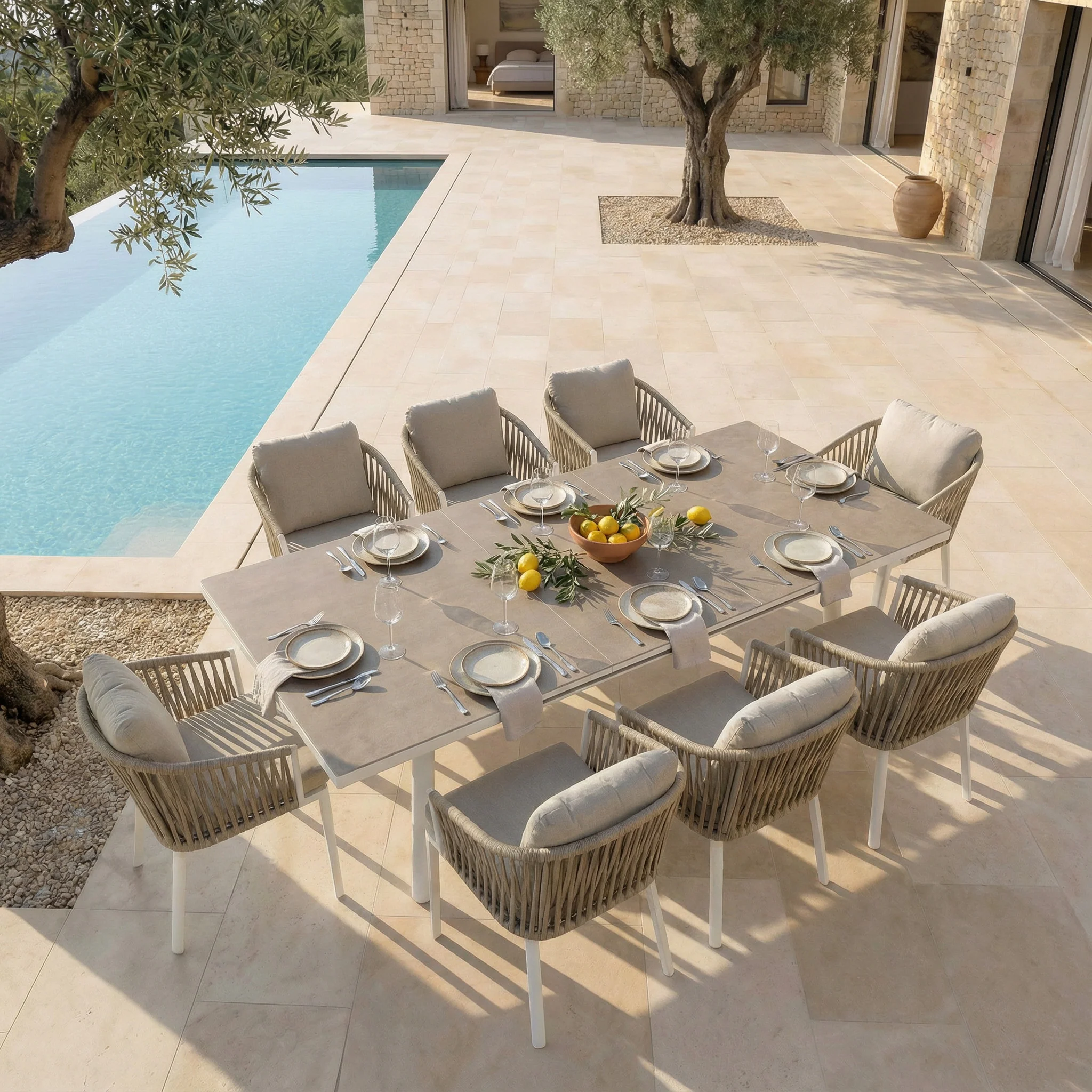 Table de jardin extensible automatique 12 places aluminium Amalfi (240/300x96cm) - Image 12